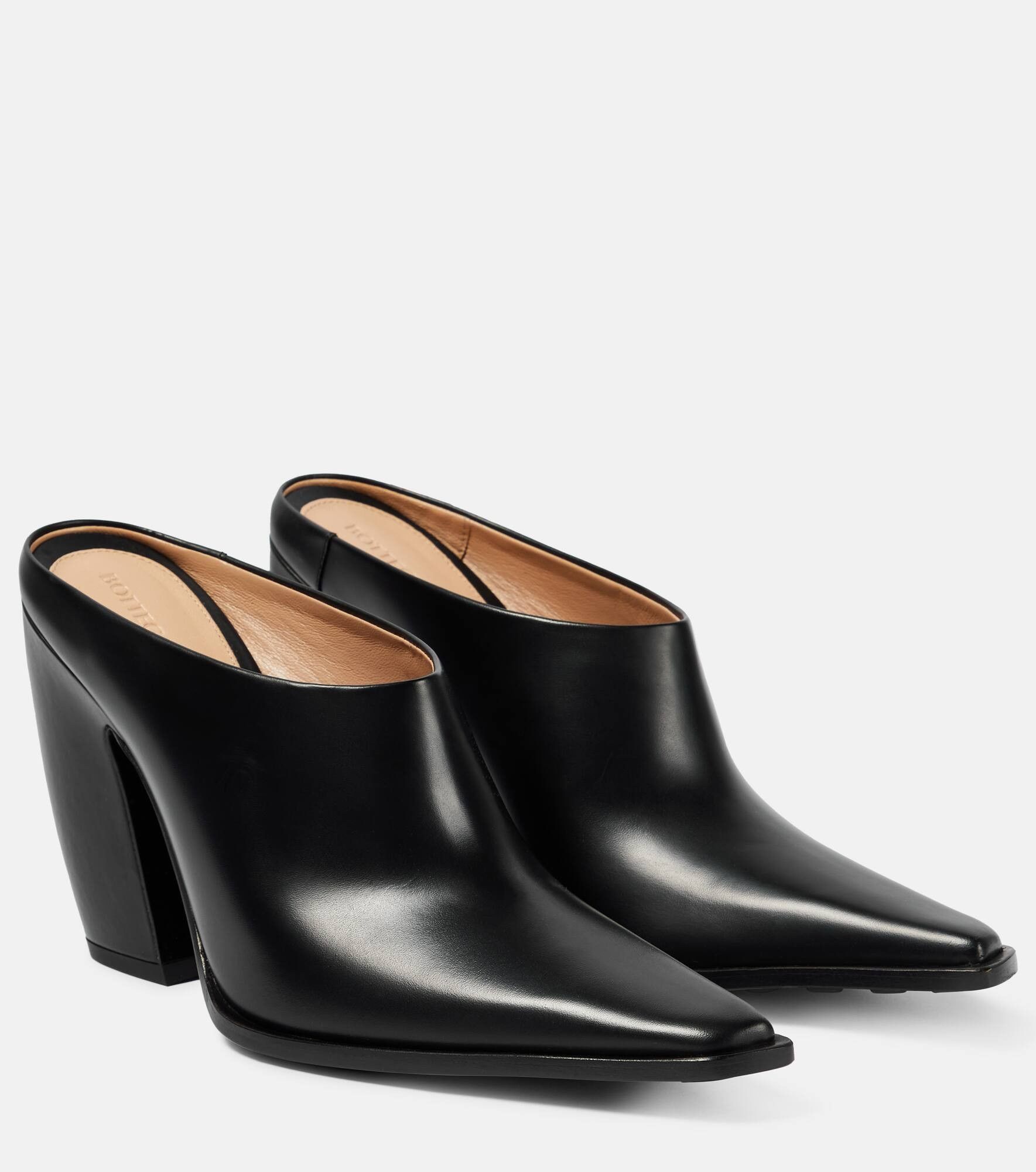 Bottega Veneta o1y0725 Leather Mules in Black Size US 10 / IT 40 - 2 Thumbnail