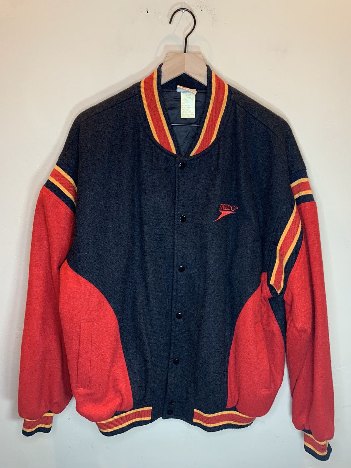 Speedo RARE* Vintage Speedo Chenille Embroidered Wool Bomber Jacket Size US L / EU 52-54 / 3 - 2 Thumbnail