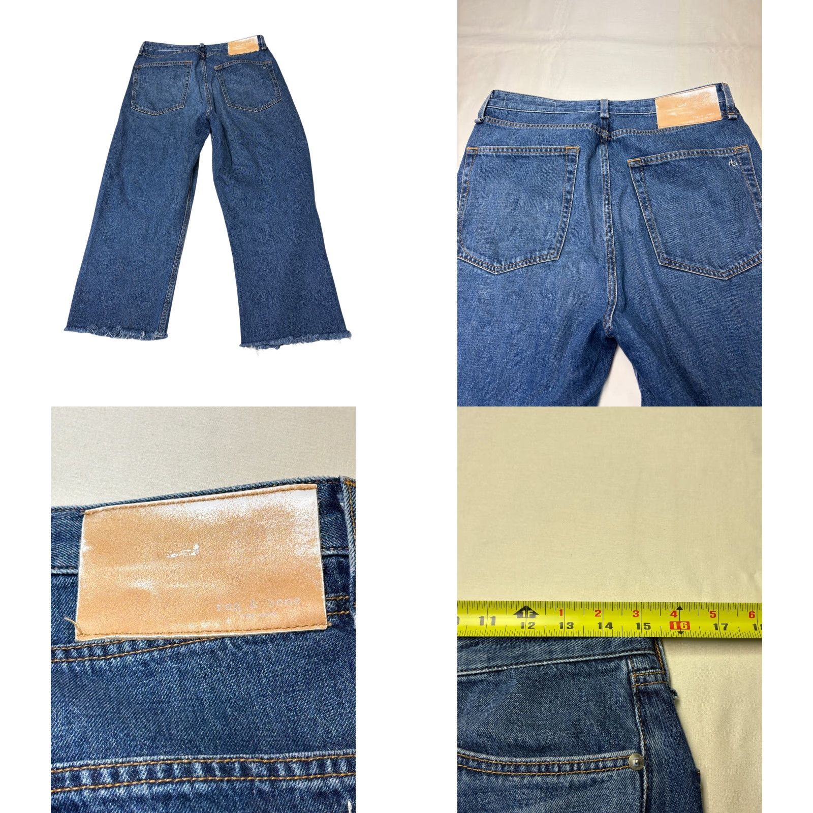 Rag & Bone VINTAGE Rag & Bone Ruth High-Rise Straight Jeans Baywater Blue Raw Hem 29x22 Women Size 29" - 8 Thumbnail