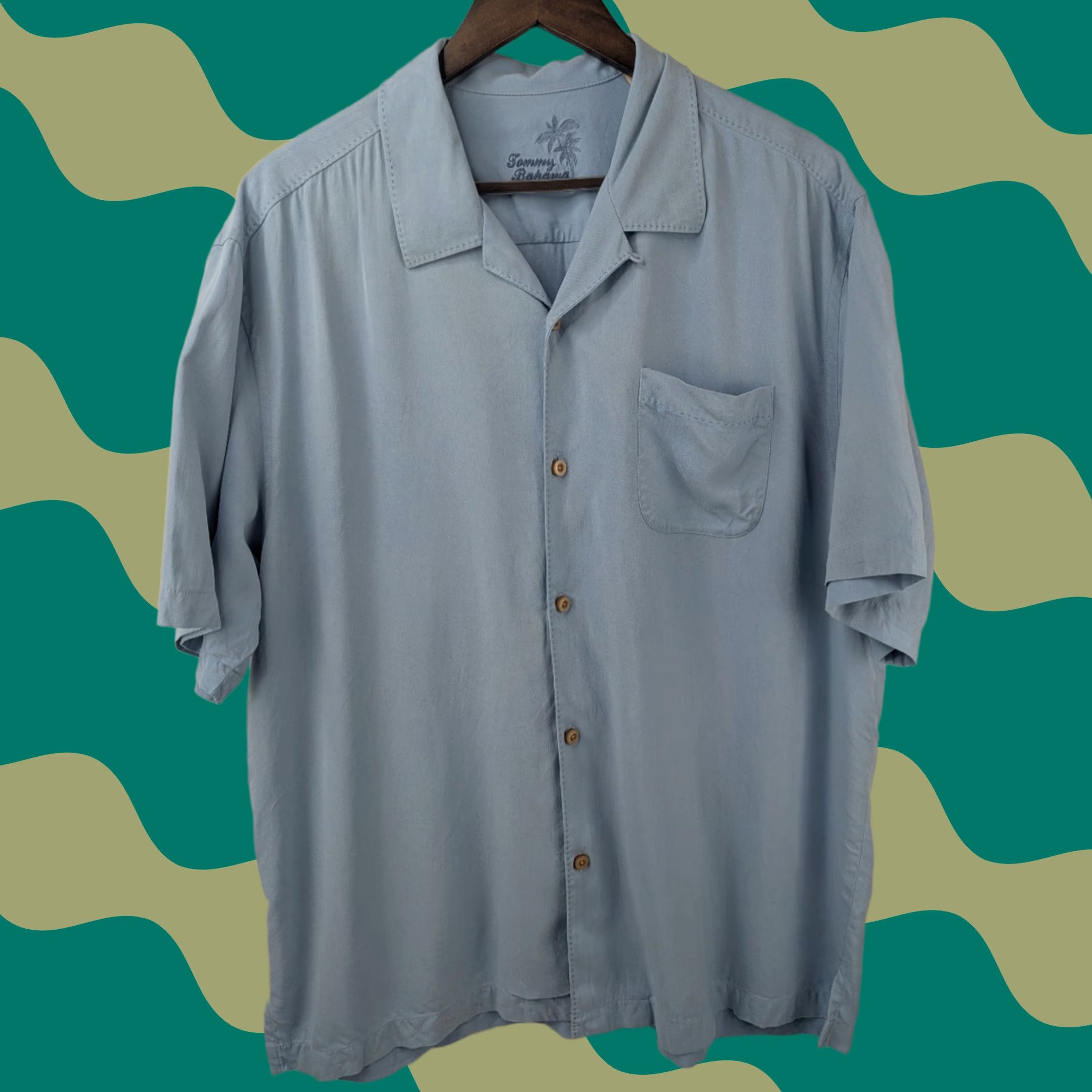 Tommy Bahama Tommy Bahama Silk Original Fit Camp Shirt Light Blue Men’s XL Silk Button-Up Shirt Split Collar Beach Casual Size US XL / EU 56 / 4 - 1 Thumbnail