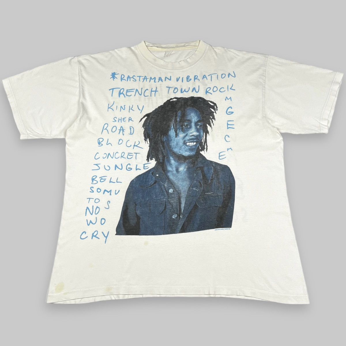 Bob Marley Vintage 1995 Bob Marley ‘Rastaman Vibration’ Trashed T Shirt Size US XL / EU 56 / 4 - 1 Thumbnail