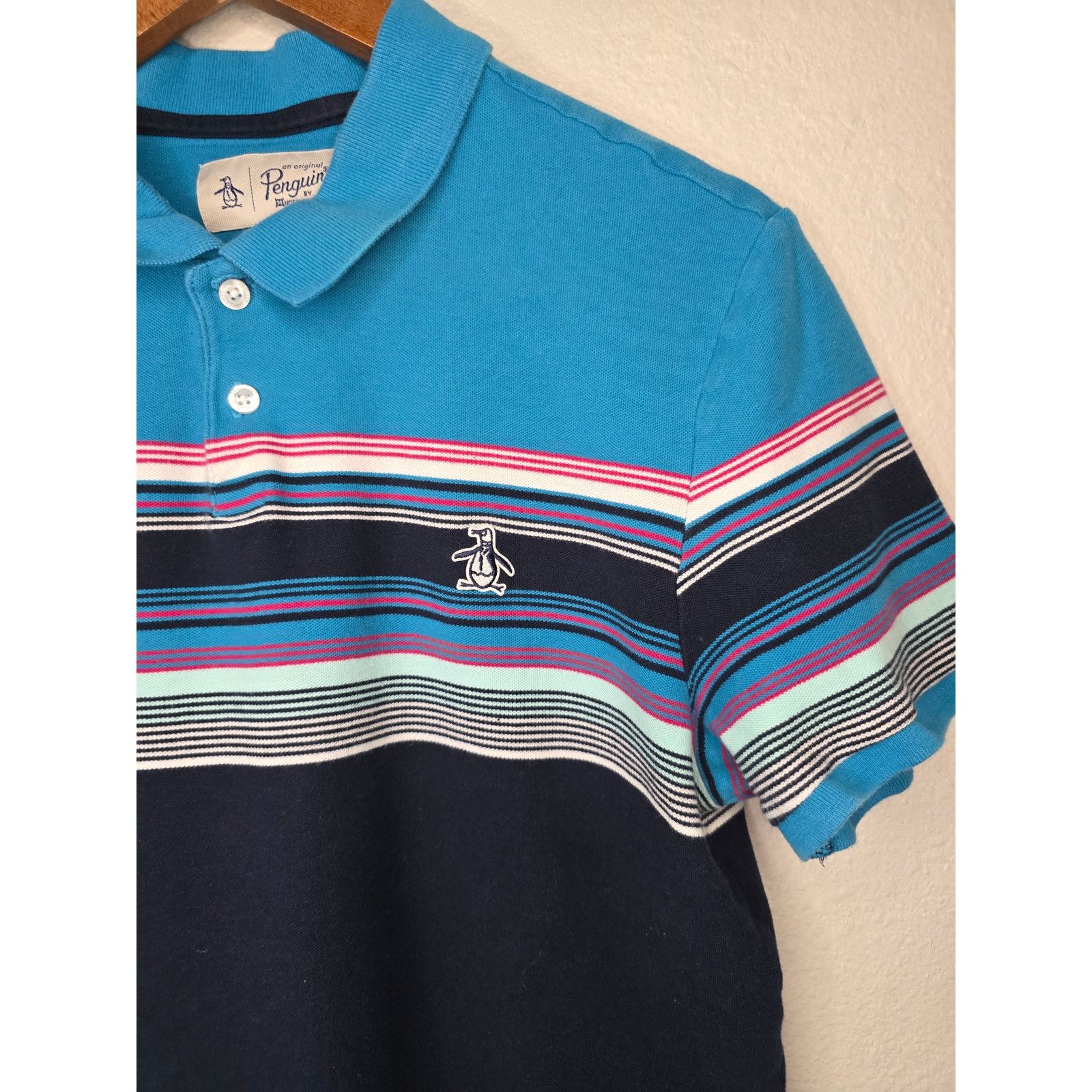 Original Penguin Penguin Polo Youth L Blue Striped Multicolor Collared Shirt Size L / US 10 / IT 46 - 2 Thumbnail