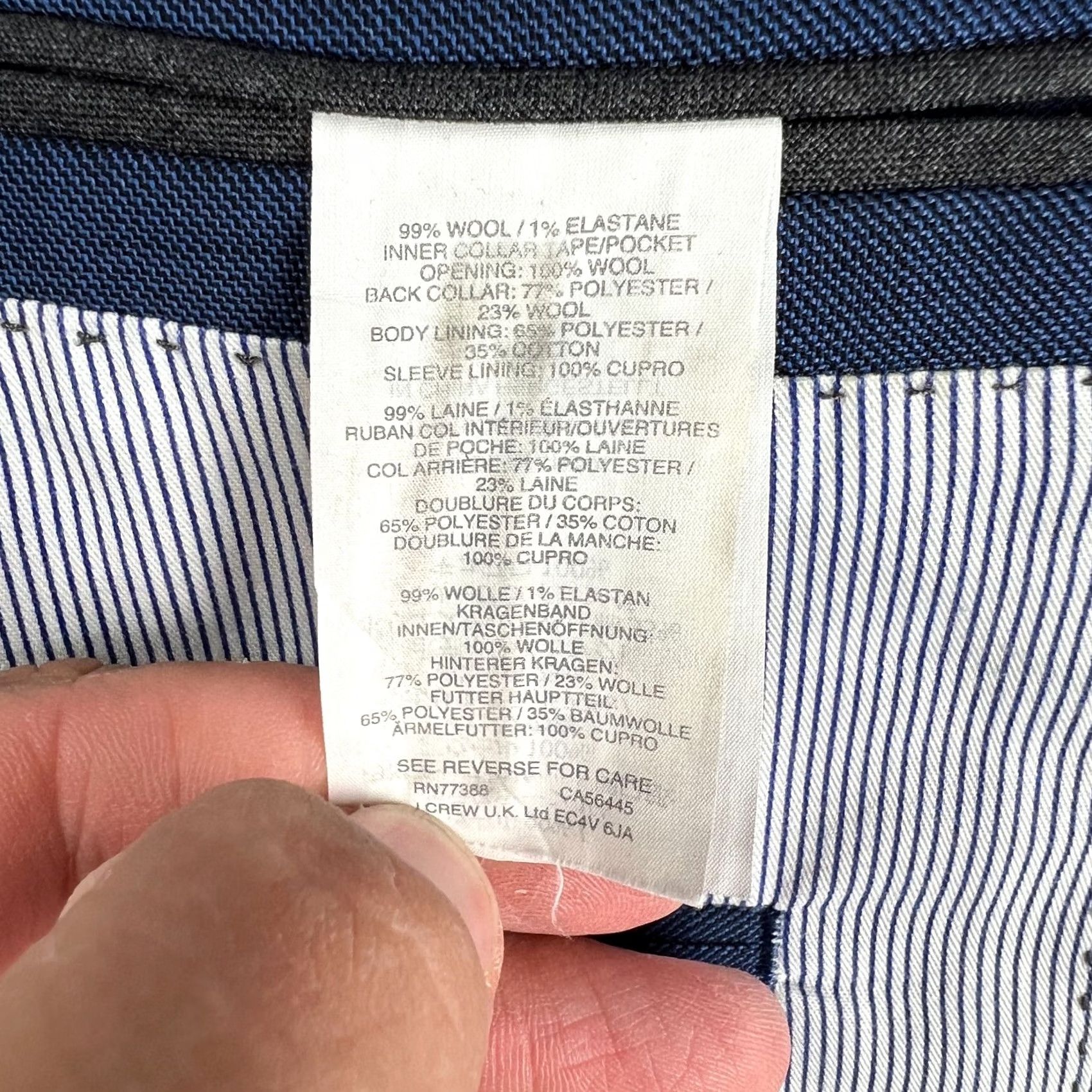 J.Crew J Crew Ludlow Wool Tollegno 1900 Stretch Blazer Sport Coat Jacket Blue 40L Mens Size 40R - 5 Thumbnail