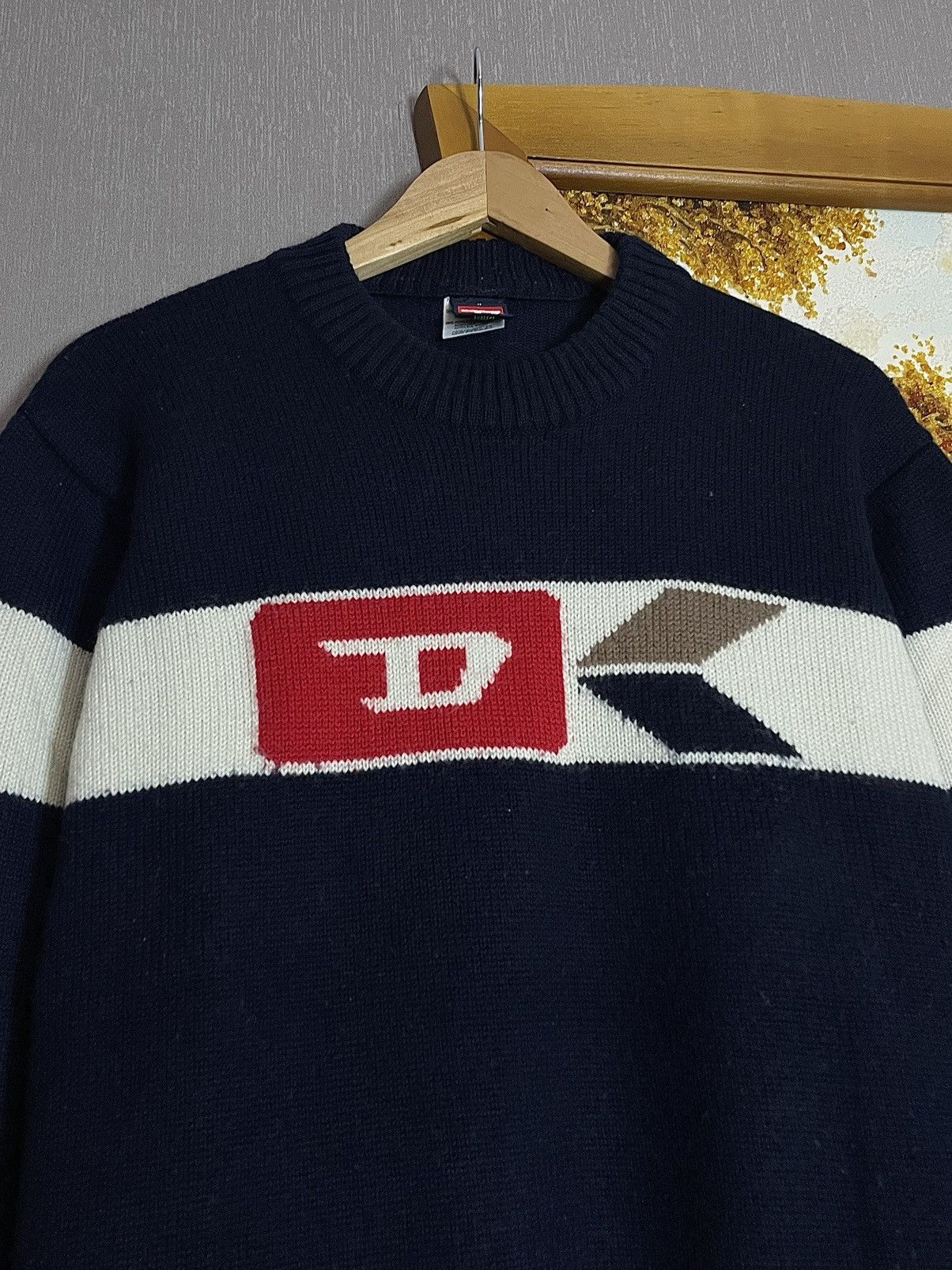 Diesel Rare 🔥 Vintage Diesel D Logo Knit Sweater Jumper Crewneck Size US L / EU 52-54 / 3 - 4 Thumbnail