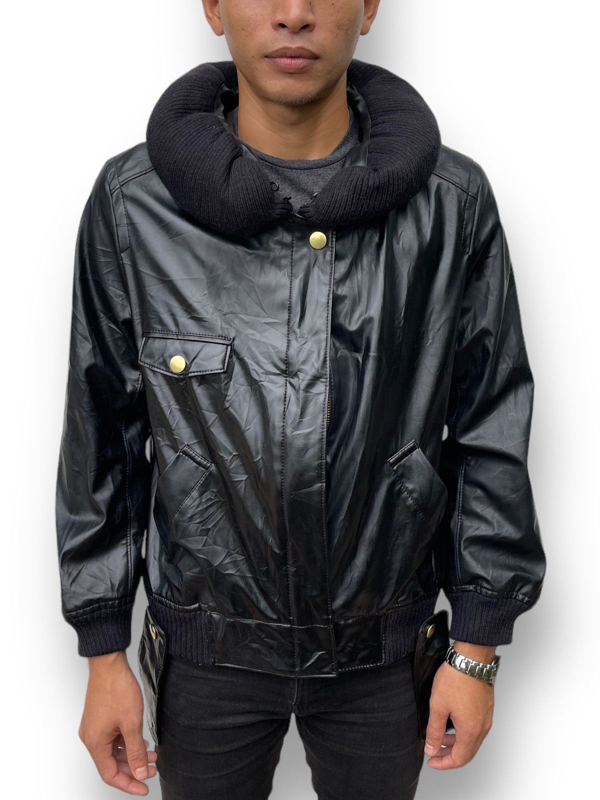 mercibeaucoup Mercibeaucoup by Issey Miyake Pu Leather Bomber Jacket Size M / US 6-8 / IT 42-44 - 2 Thumbnail