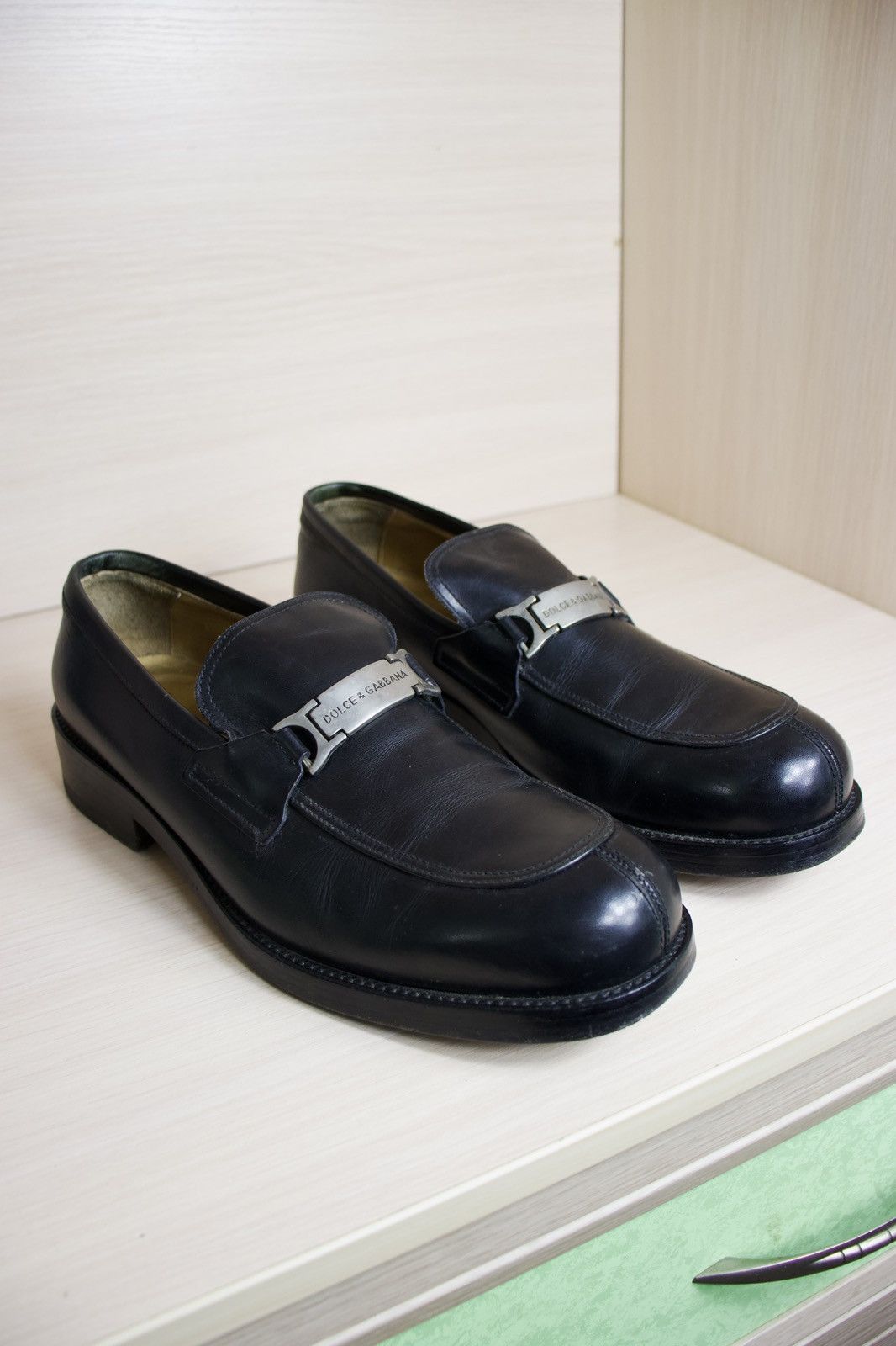 Dolce & Gabbana Vintage Dolce & Gabbana Metal Logo Leather Loafers Luxury Size US 10 / EU 43 - 4 Thumbnail