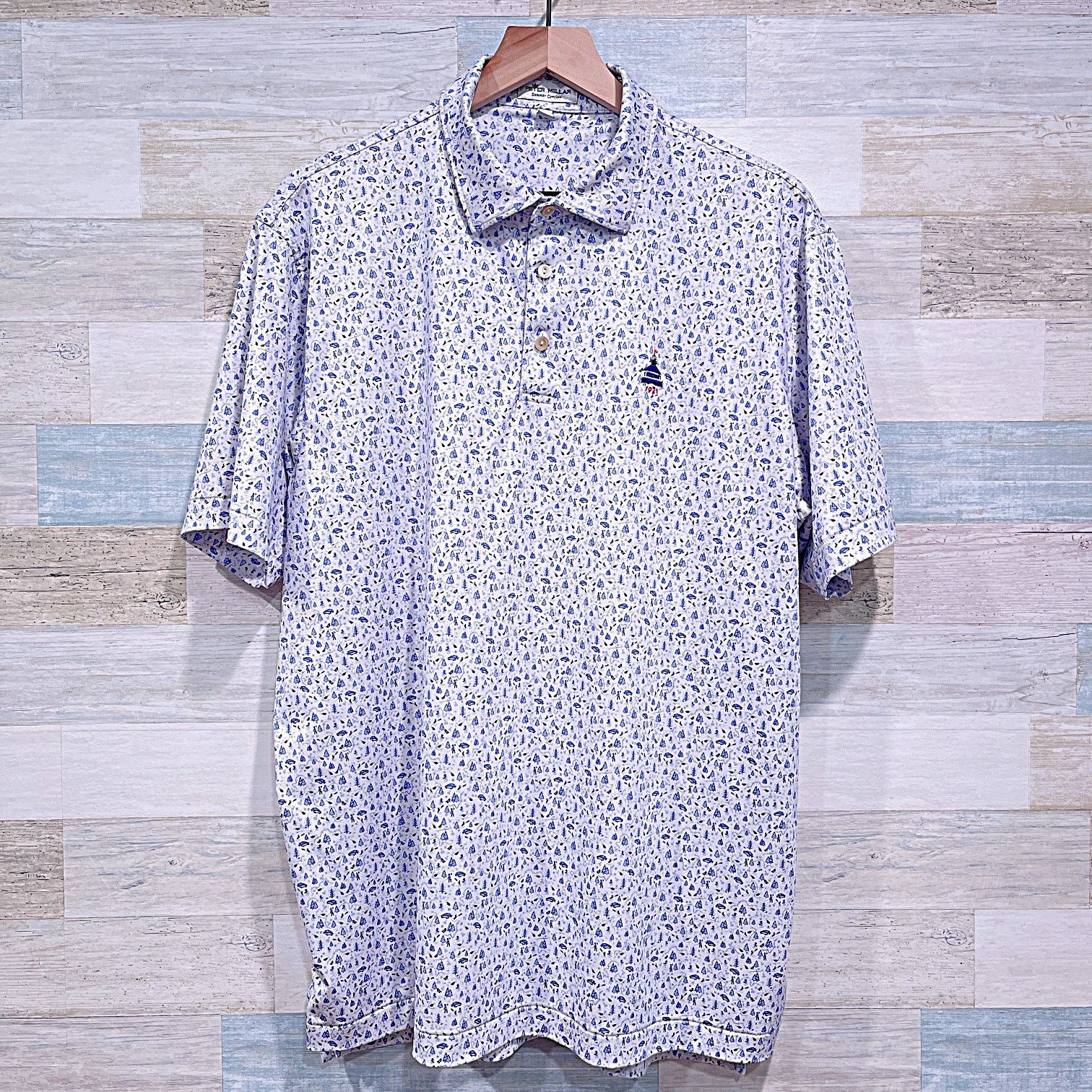Peter Millar PETER MILLAR Summer Comfort Golf Polo White Blue Large Size US L / EU 52-54 / 3 - 1 Thumbnail