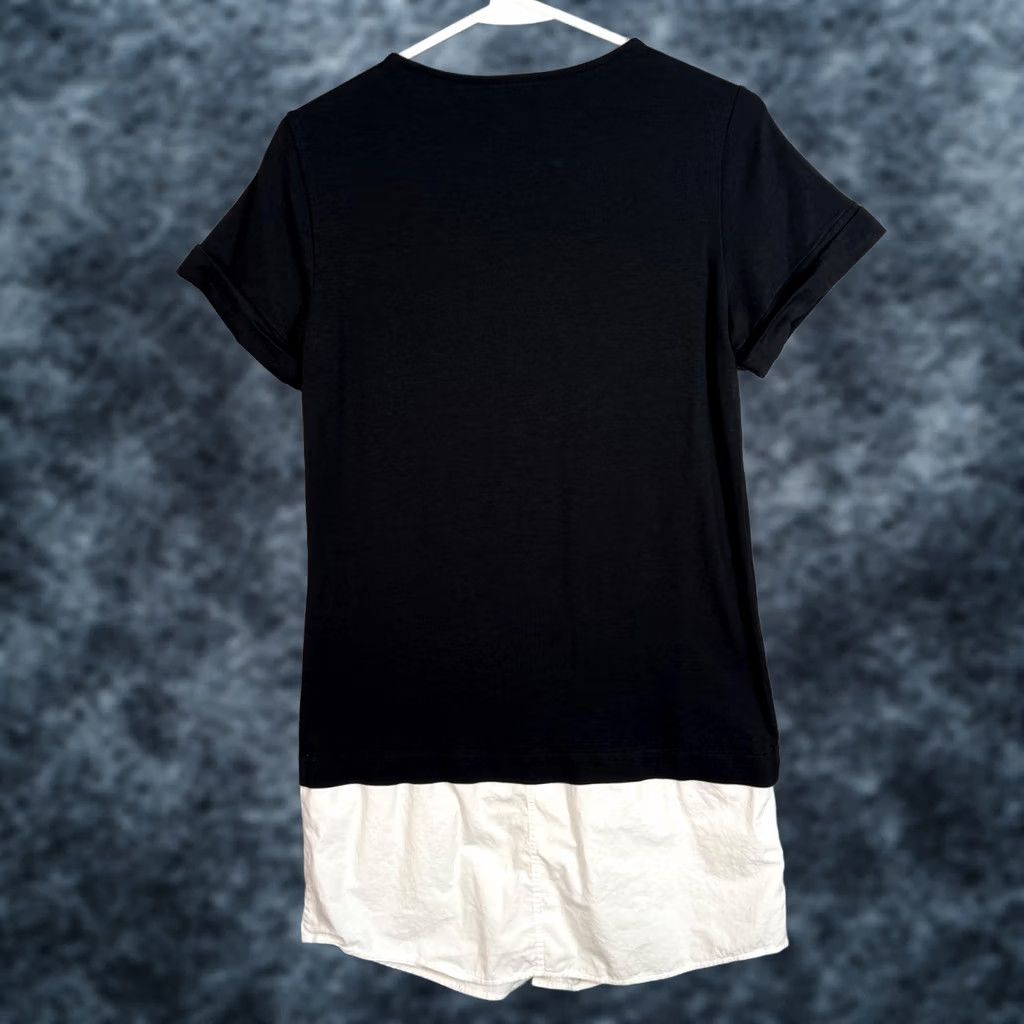 Theory Theory Womens Size Small Black & White Short Sleeve Tunic Dress Shirt Dress Womens Small Black Knit Modal Pima Cotton Casual 90s (if applicable) Mens? Size 28" / US 6 / IT 42 - 1 Thumbnail
