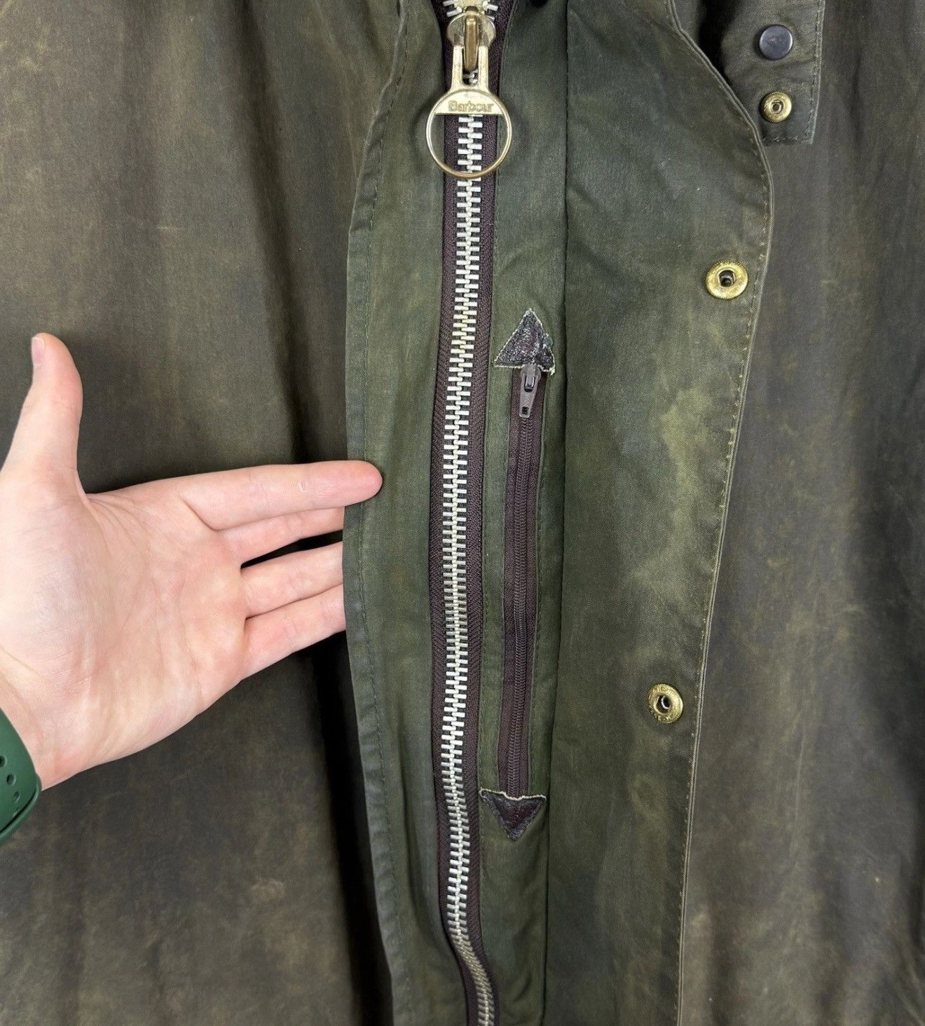 Barbour Barbour A200 Border Jacket Waxed Cotton Coat Green Full Zip Size US XL / EU 56 / 4 - 11 Thumbnail