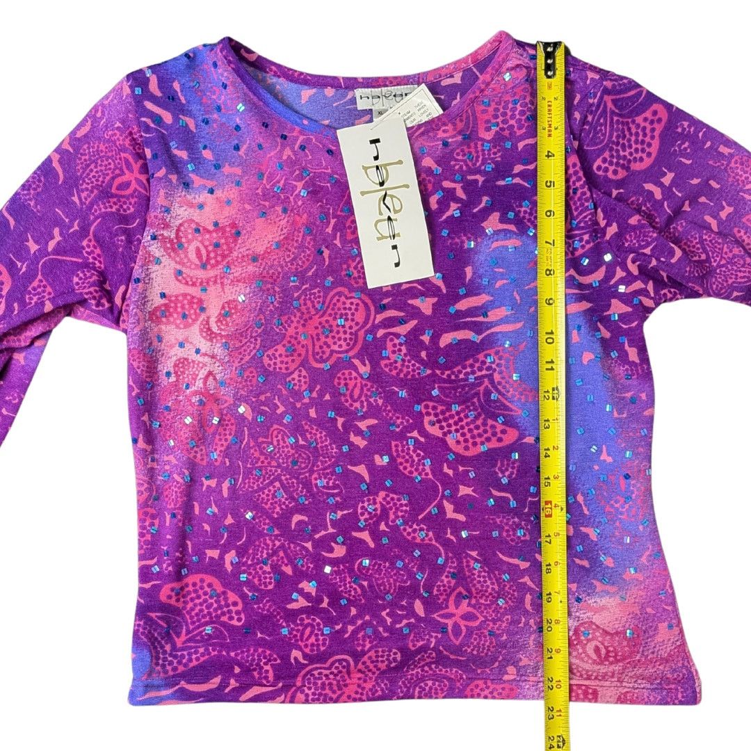 Vintage New with Tags Vintage Deadstock Floral Top w Hand Beading Size XL / US 12-14 / IT 48-50 - 5 Thumbnail