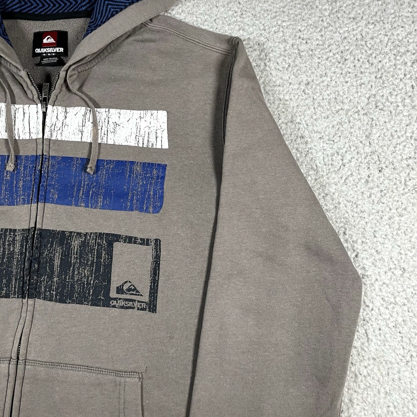 Quiksilver VINTAGE Quiksilver Hoodie Mens M Full Zip Surf Skate Grunge Sweatshirt Gray 90s Retro Logo Pockets Hooded Zipper Size US M / EU 48-50 / 2 - 7 Thumbnail