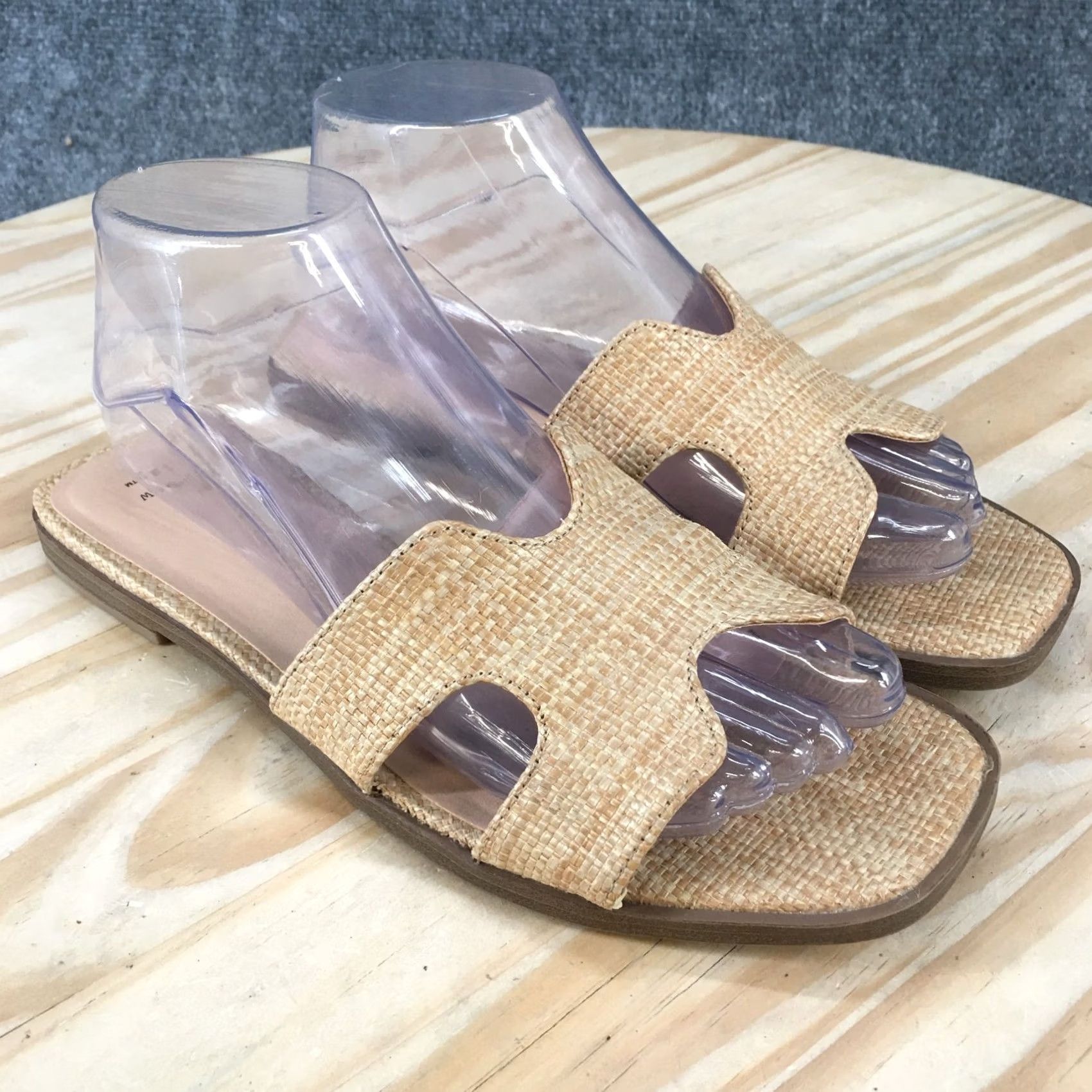 Vintage A New Day Sandals Womens 7.5 Casual Comfort Slip On Woven Flats Slide Beige Size US 8 / IT 38 - 3 Thumbnail