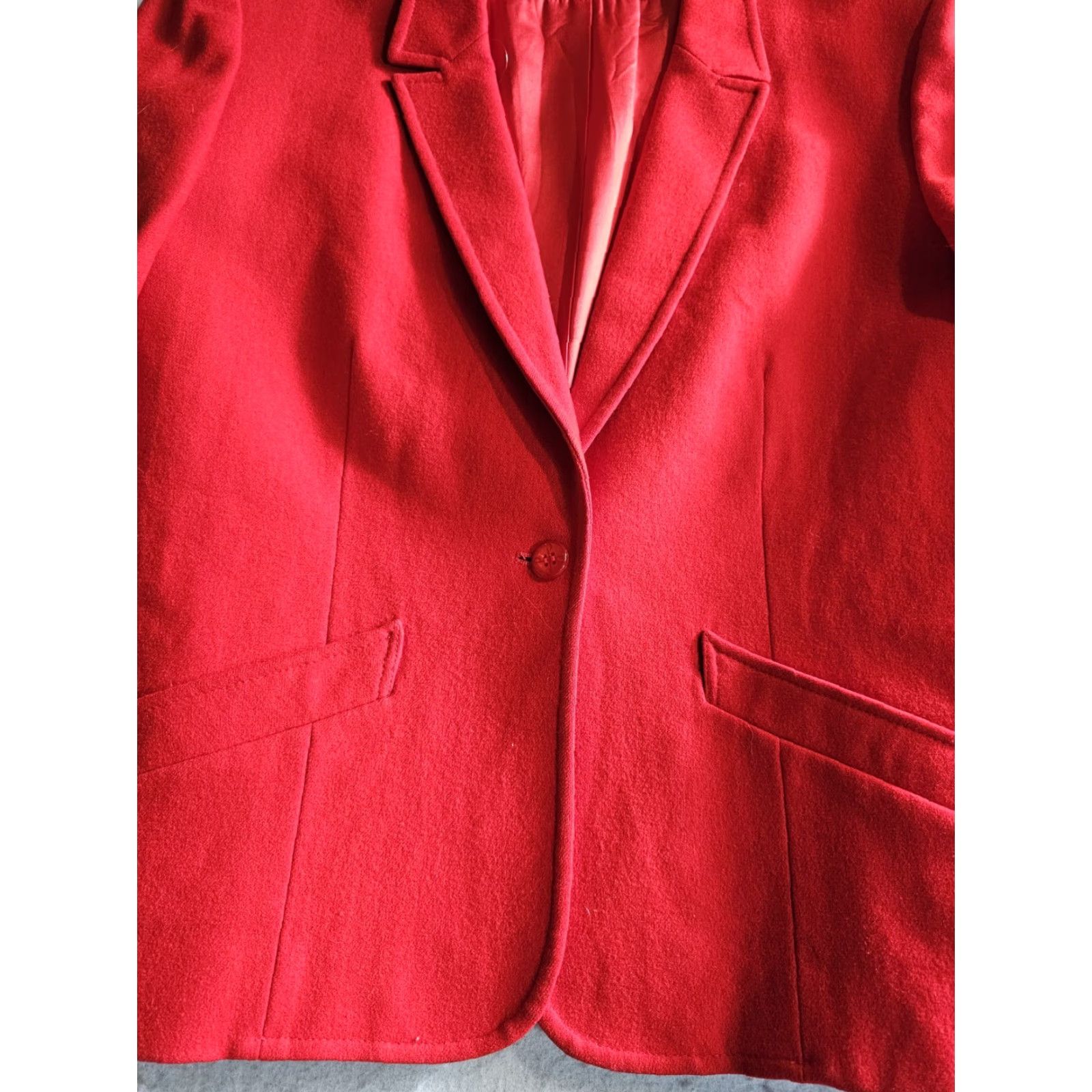Pendleton VINTAGE Pendleton Blazer Red 100% Wool Womens Size 12 Regular Single-Breasted One-Button Notch Lapel Jacket Size XL / US 12-14 / IT 48-50 - 6 Thumbnail