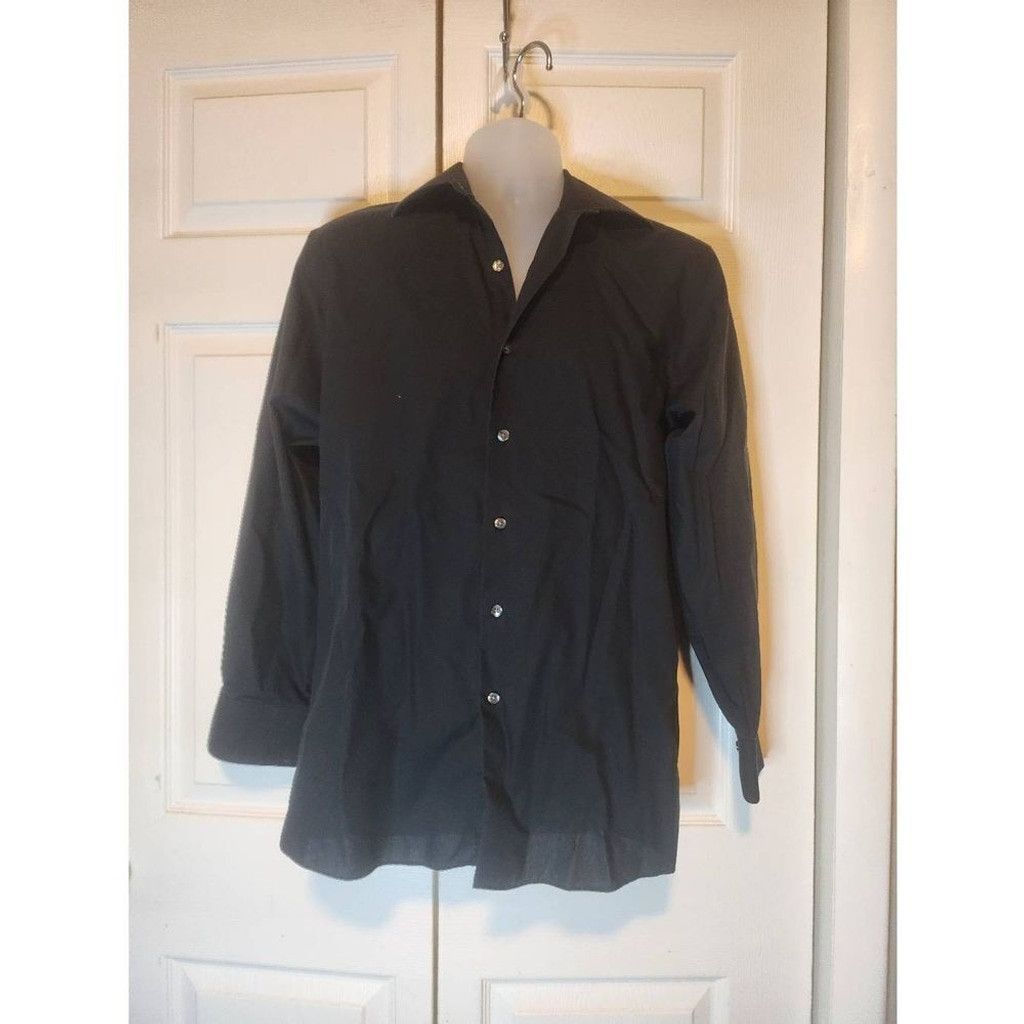 Liz Claiborne Claiborne Black Dress Shirt Size US M / EU 48-50 / 2 - 1 Thumbnail