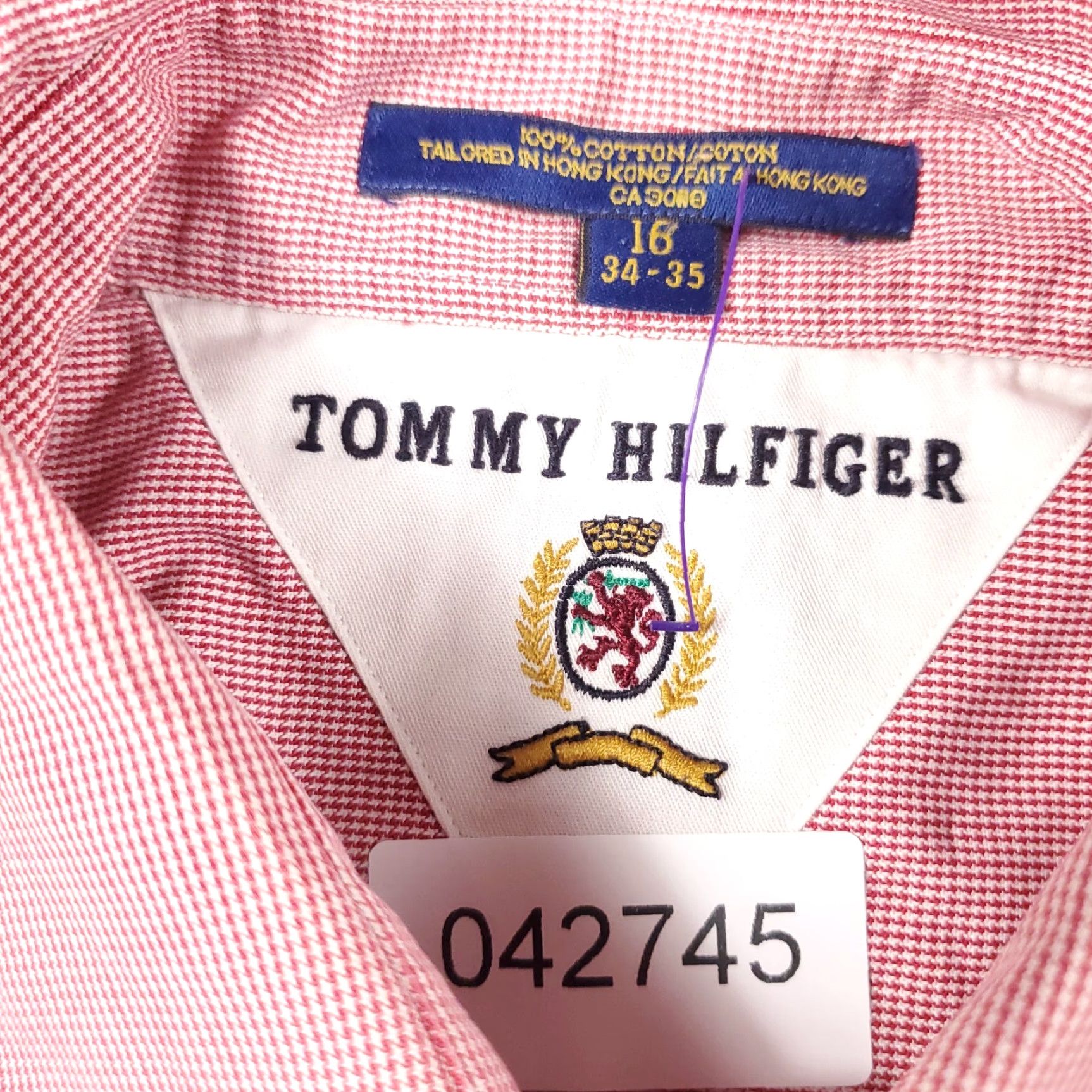 Tommy Hilfiger Tommy Hilfiger Dress Shirt Mens 16 Red Long Sleeve Button Up Regular Fit Size 42R - 6 Thumbnail