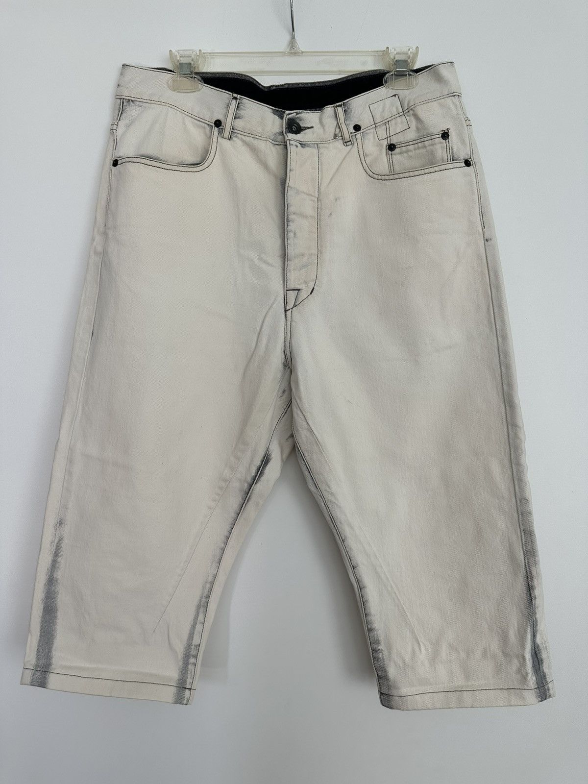 image of Rick Owens x Rick Owens Drkshdw Straight Leg Cropped Jeans in White, Men's (Size 34)