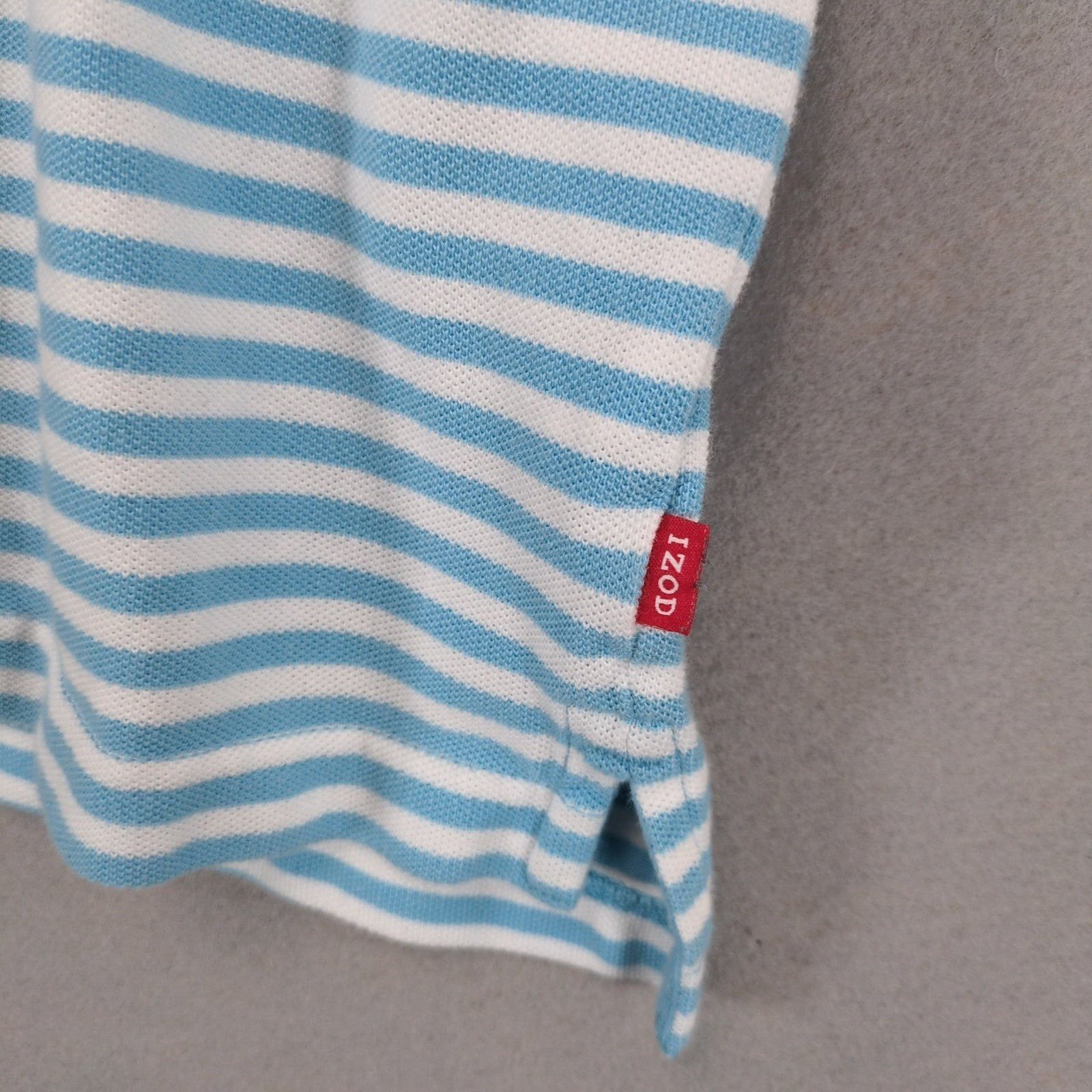 Izod Izod Men's M Light Blue Striped Cotton Logo Golf Polo Shirt Size US M / EU 48-50 / 2 - 5 Thumbnail