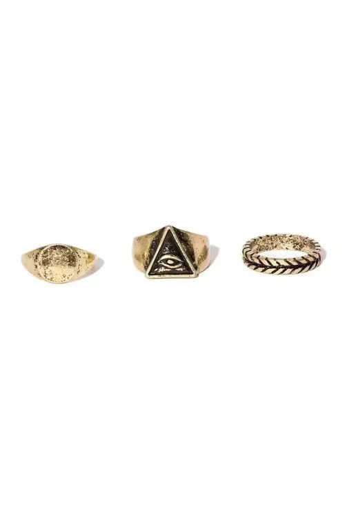 High Sport × Jewelry × Ring Of Fire 3pc Eye Ring Set in Black and Gold Size ONE SIZE - 4 Thumbnail