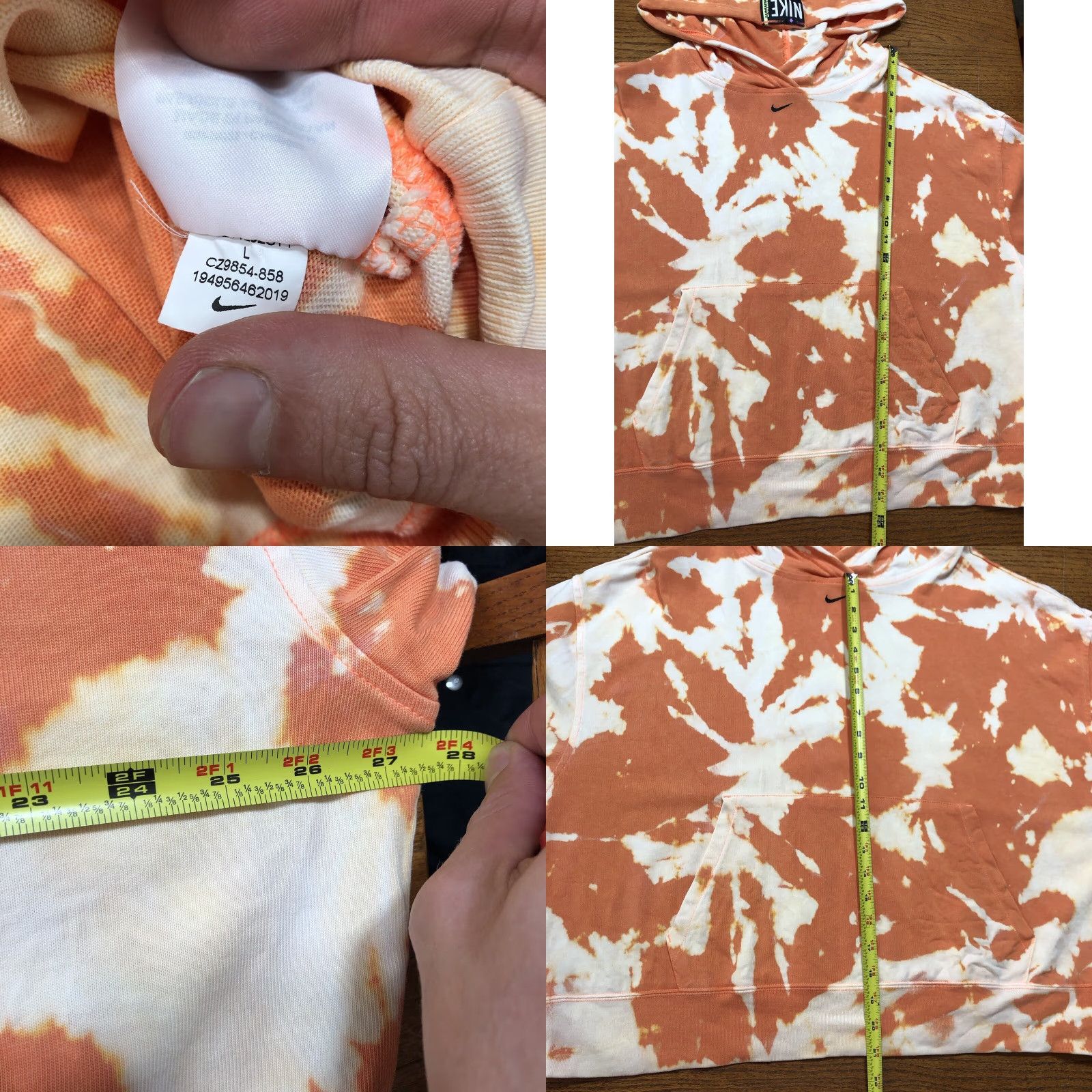 Nike Nike Hoodie Sweatshirt Womens Large Oversized Tie Dye Acid Wash Orange Size L / US 10 / IT 46 - 8 Thumbnail