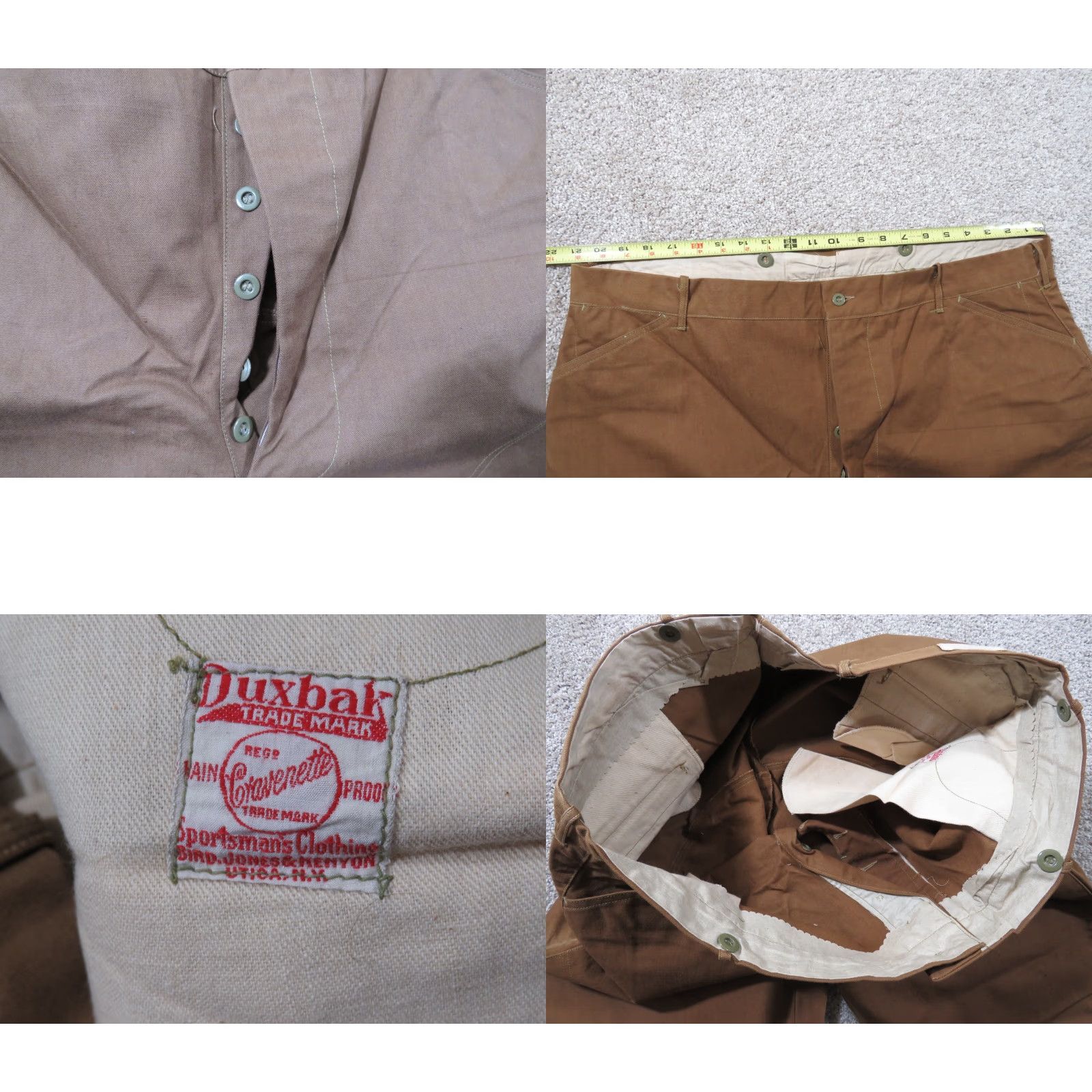 Vintage VINTAGE Duxbak Hunting Pants Canvas 42x30 Button FLY Brown 1920s Mens Adults Size US 42 / EU 58 - 8 Thumbnail