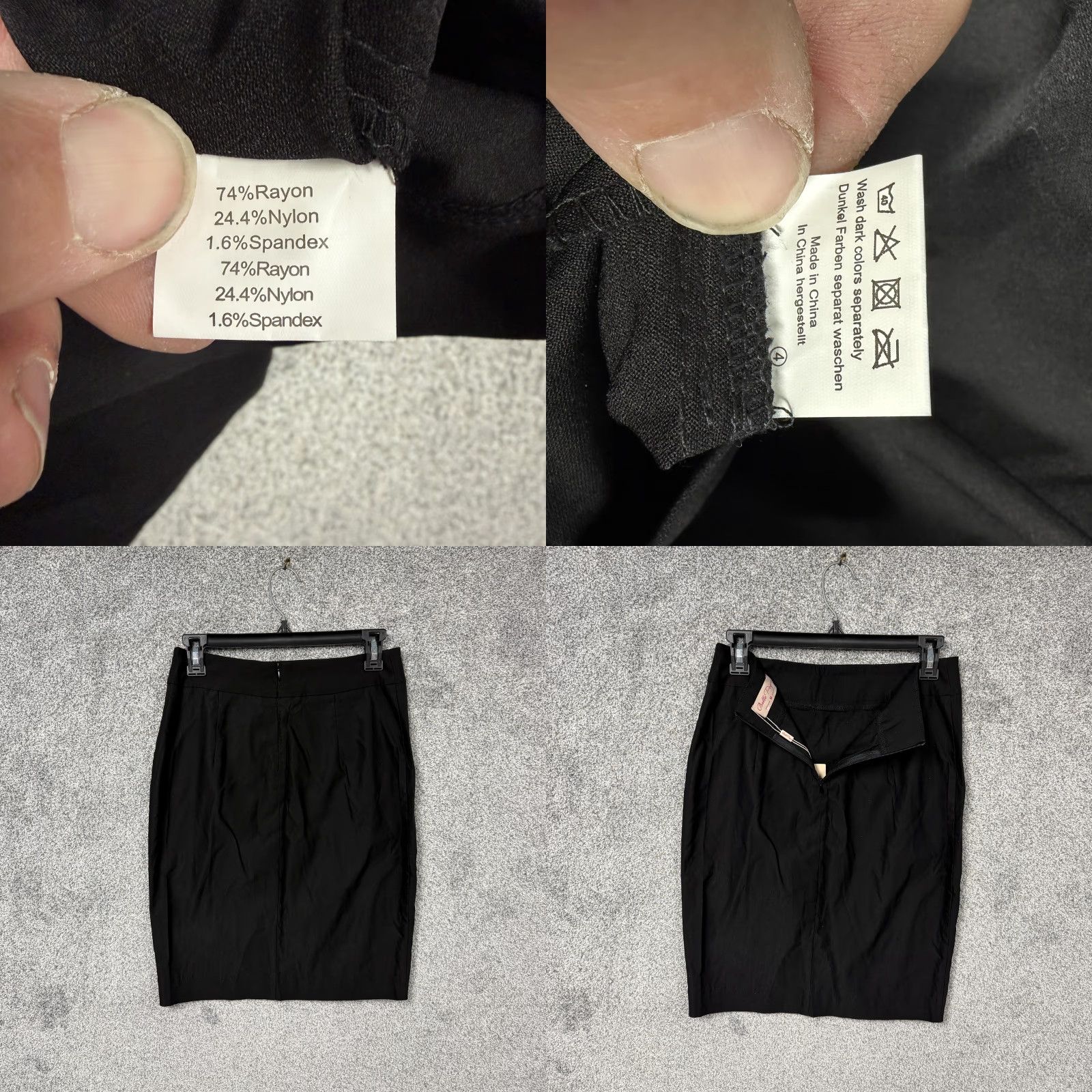 Vintage VINTAGE Belle Poque Skirt M Black Knee Pencil High Waist Button Slit Gothic Retro Office Rockabilly Women Size 32" / US 10 / IT 46 - 8 Thumbnail