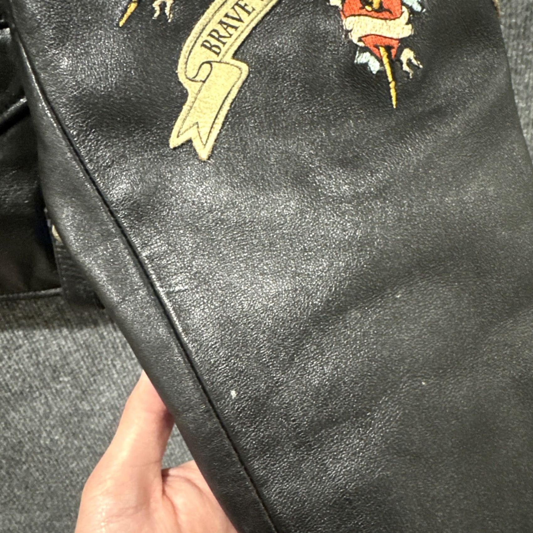 Avirex VINTAGE Avirex Leather Tattoo Embroidered Jacket GRAIL Men’s Large L Black Motorcycle Jacket Mens Size US L / EU 52-54 / 3 - 4 Thumbnail