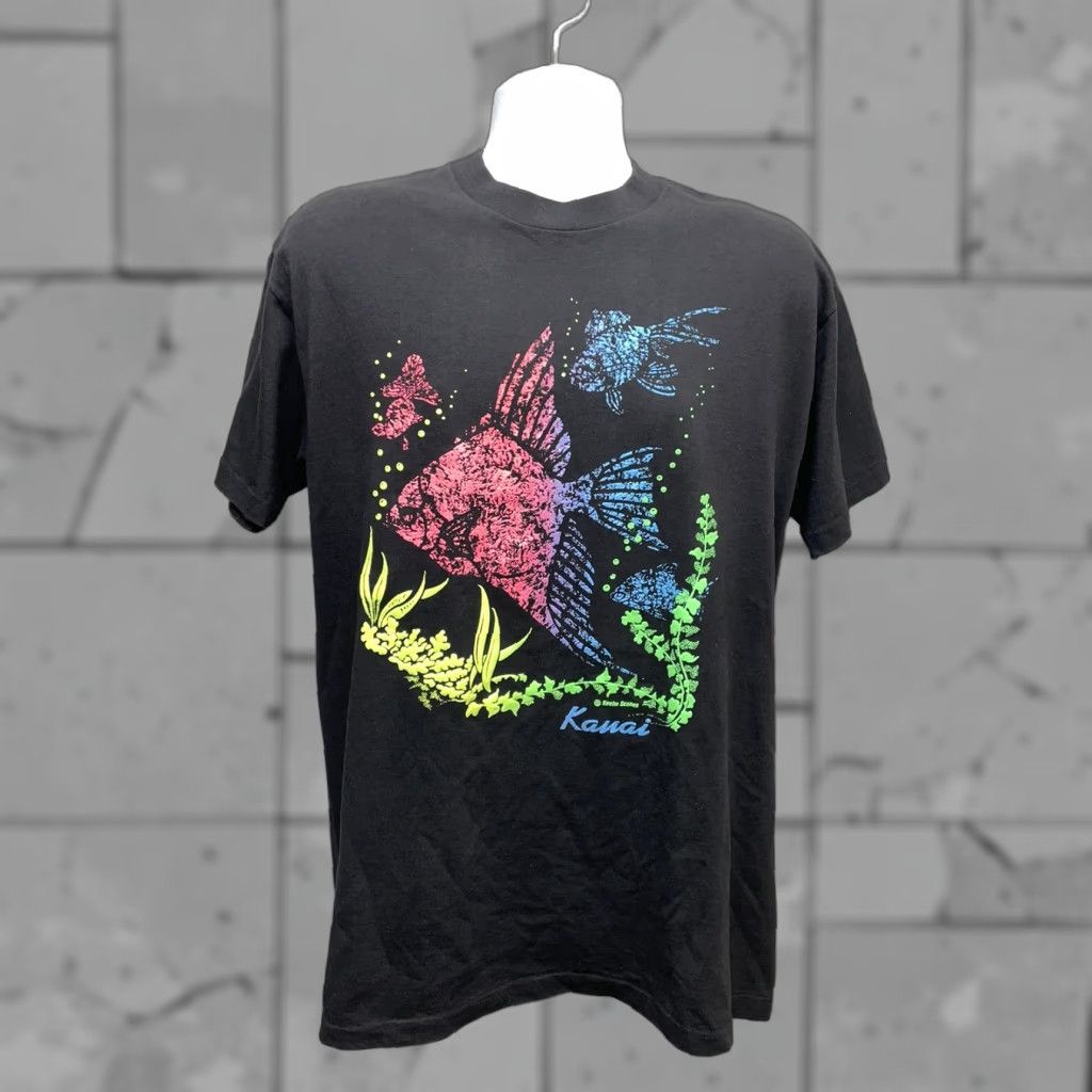 Vintage VINTAGE Kauai Hawaii Signal Mega-Tee Black Graphic T-Shirt Mens L USA Single Stitch Stitch USA Mens L Black Graphic Tee Size US L / EU 52-54 / 3 - 1 Thumbnail
