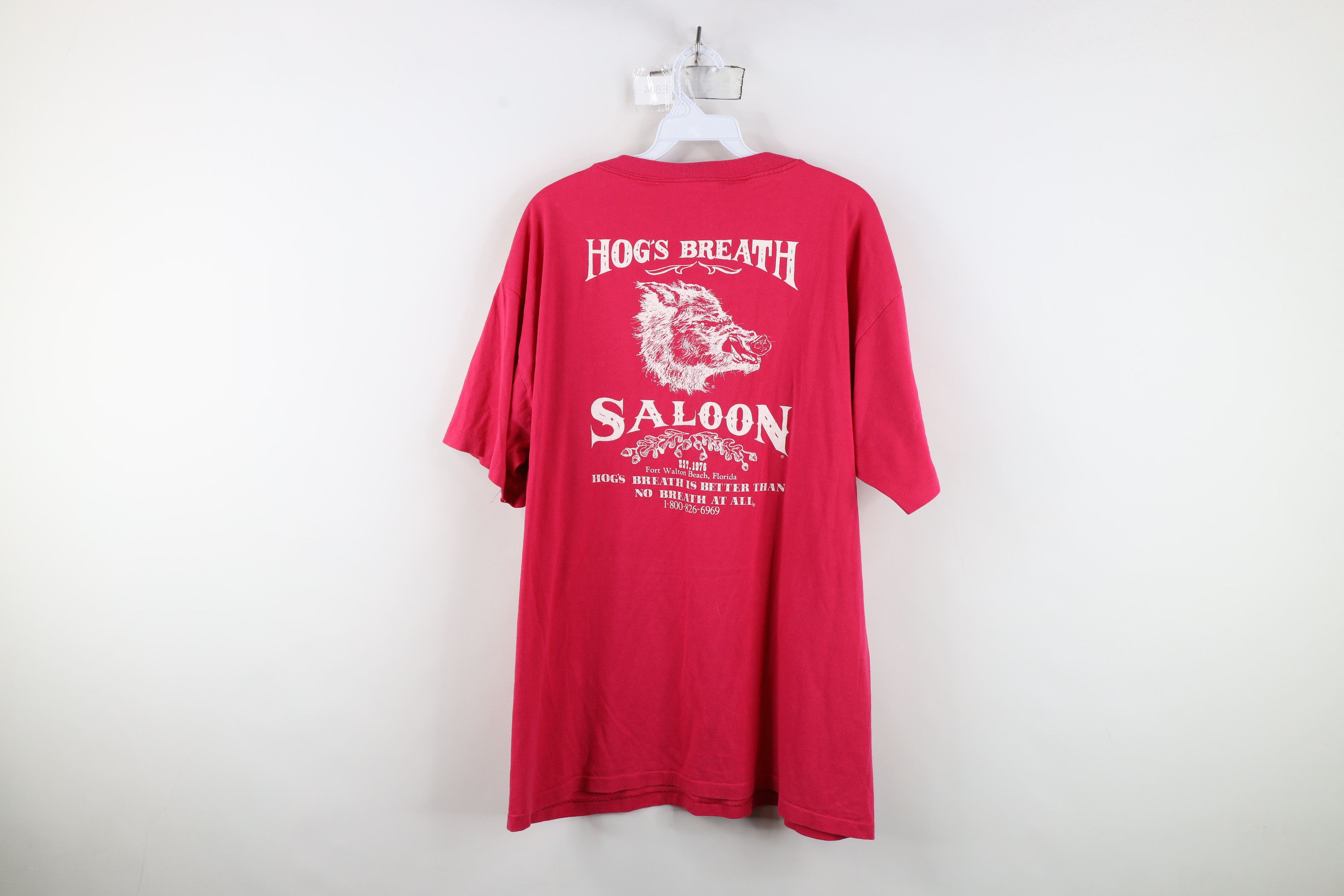 Vintage Vintage 90s Hogs Breath Saloon Short Sleeve T-Shirt Pink USA Size US XL / EU 56 / 4 - 10 Thumbnail