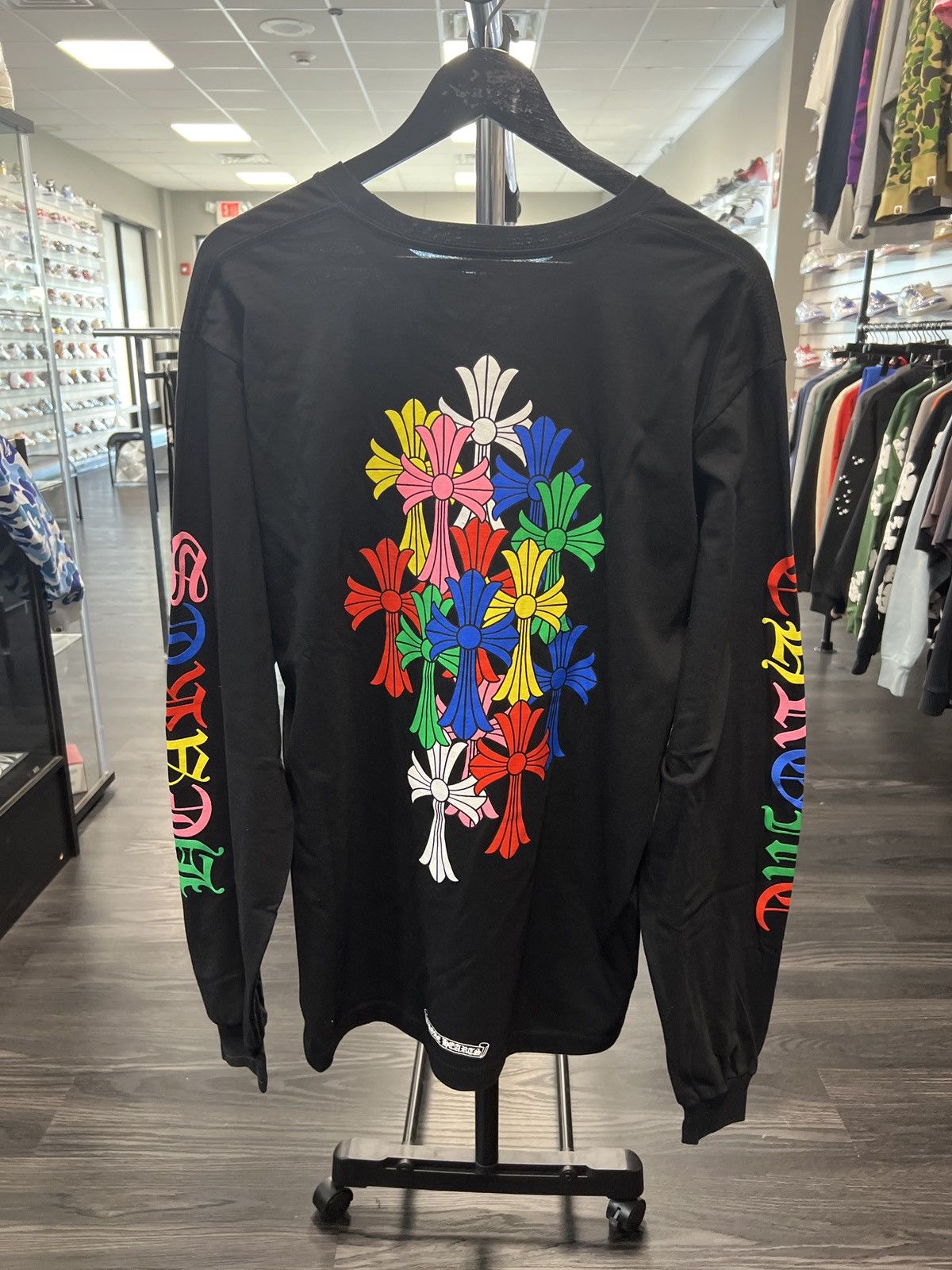 Image of Chrome Hearts Multi Color Cross Cemetery Longsleeve T-Shirt in Black, Men's (Size XL)