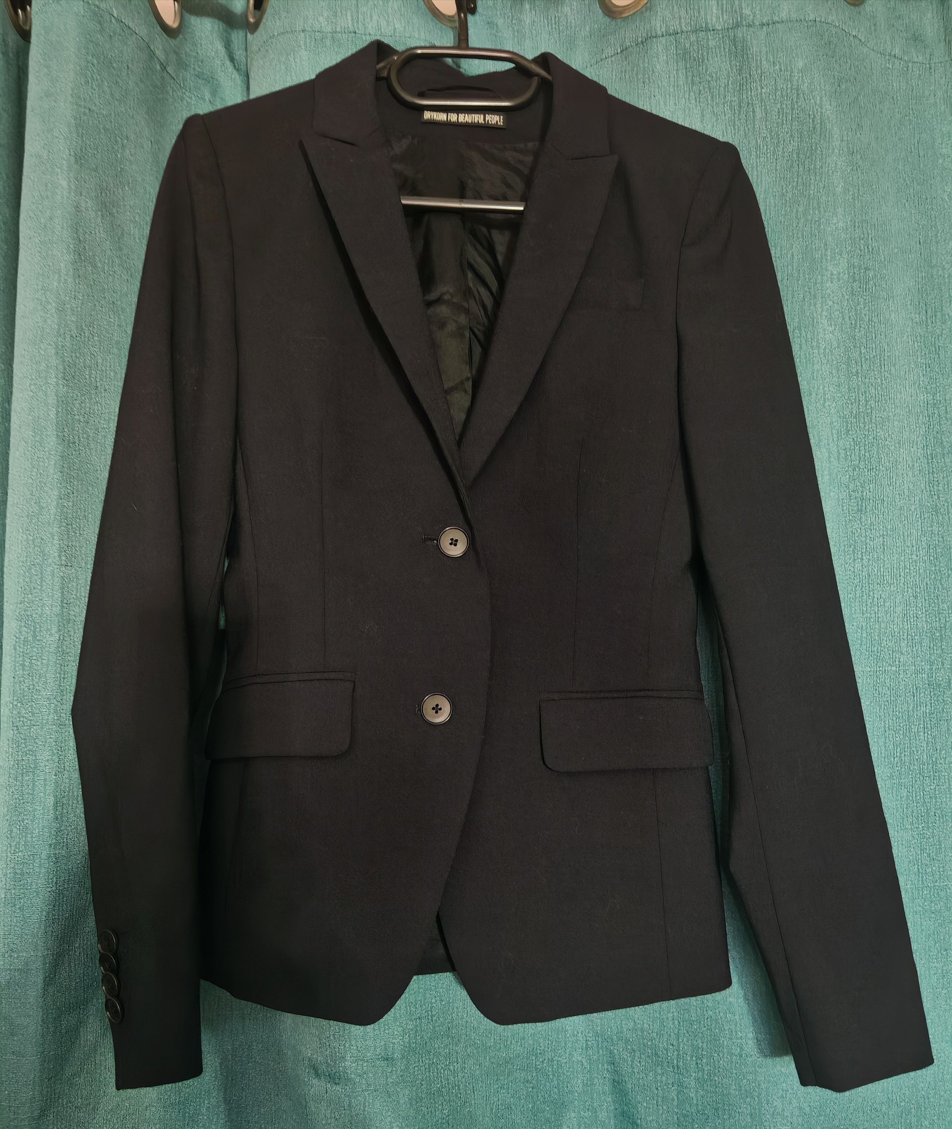 DRYKORN DRYKORN Tailored Virgin Wool Black Blazer Jacket Corpcore XS Size XS / US 0-2 / IT 36-38 - 2 Thumbnail