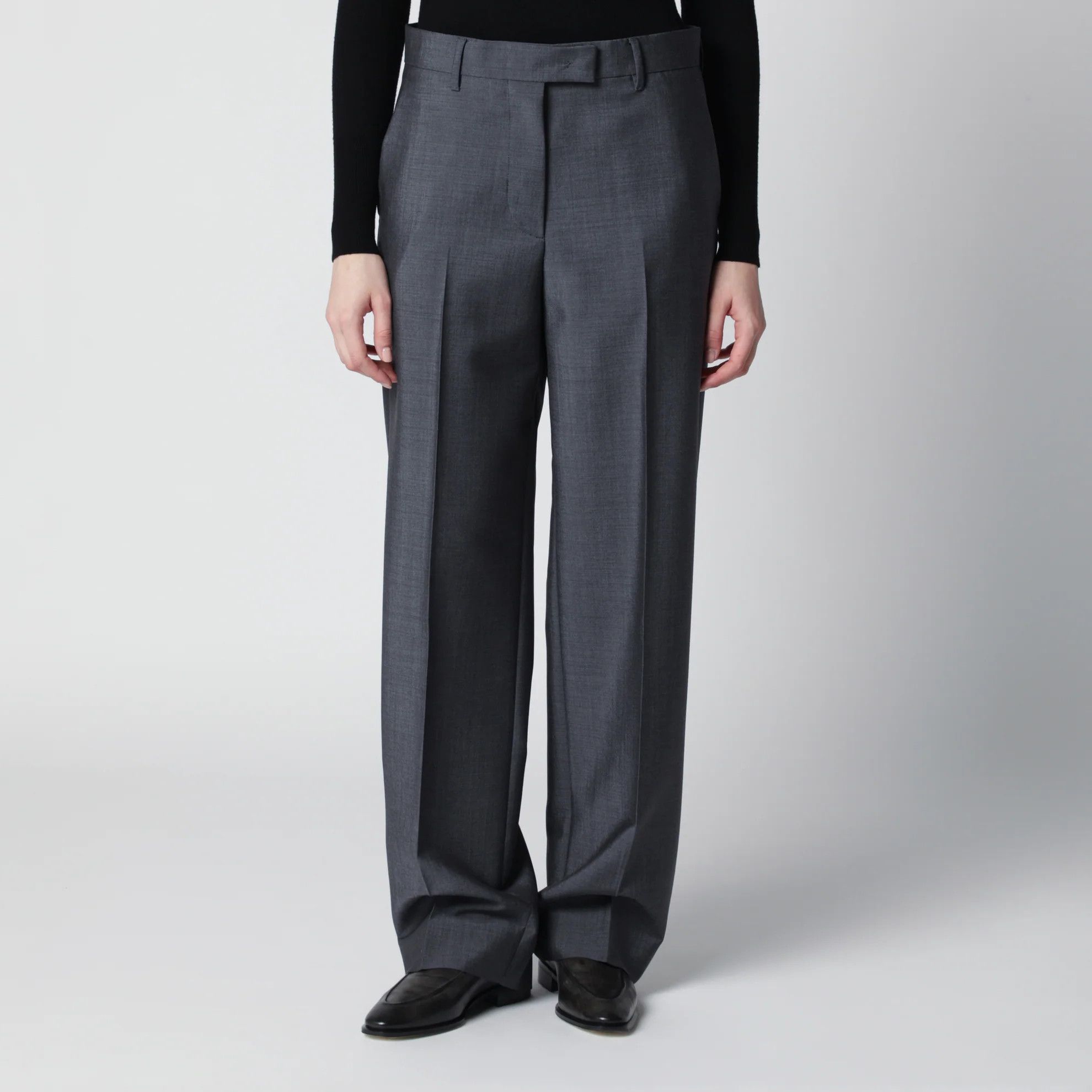 Miu Miu o1d2blof0426 Wool-Blend Pants in Gray Size 28" / US 6 / IT 42 - 1 Thumbnail