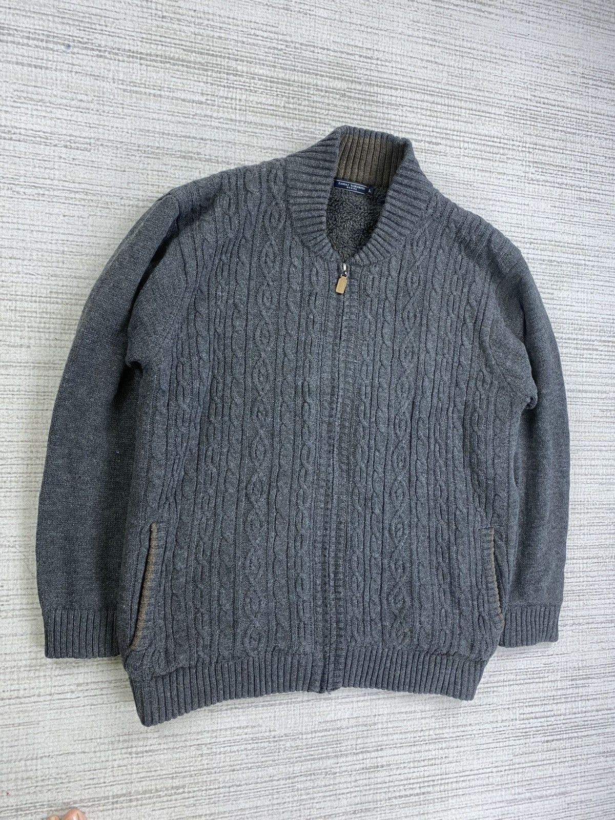 Japanese Brand × Kansai Yamamoto × Vintage Vintage Kansai Yamamoto Homme Lined Sherpa Knit Jacket Size US L / EU 52-54 / 3 - 3 Thumbnail