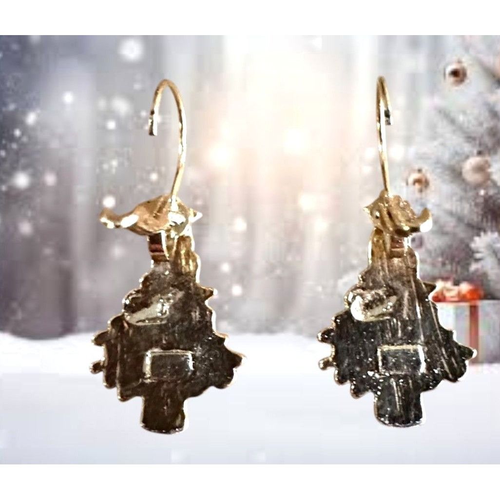 Handmade Vintage Christmas Tree Earrings Star Topper Gold Tone Eurowi Size ONE SIZE - 12 Thumbnail
