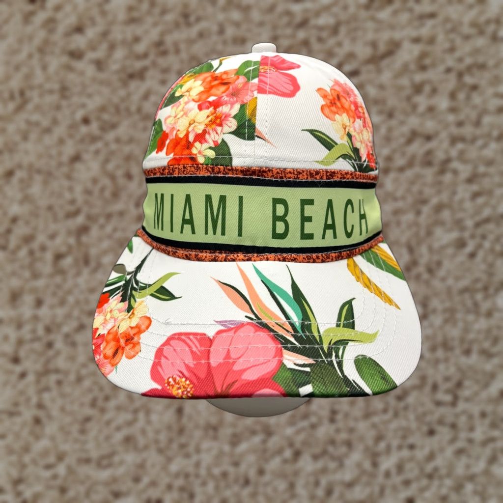 Vintage Alvin's Island White Floral Baseball Cap Women OS Adjustable Miami Beach Outdoor Size ONE SIZE - 1 Thumbnail