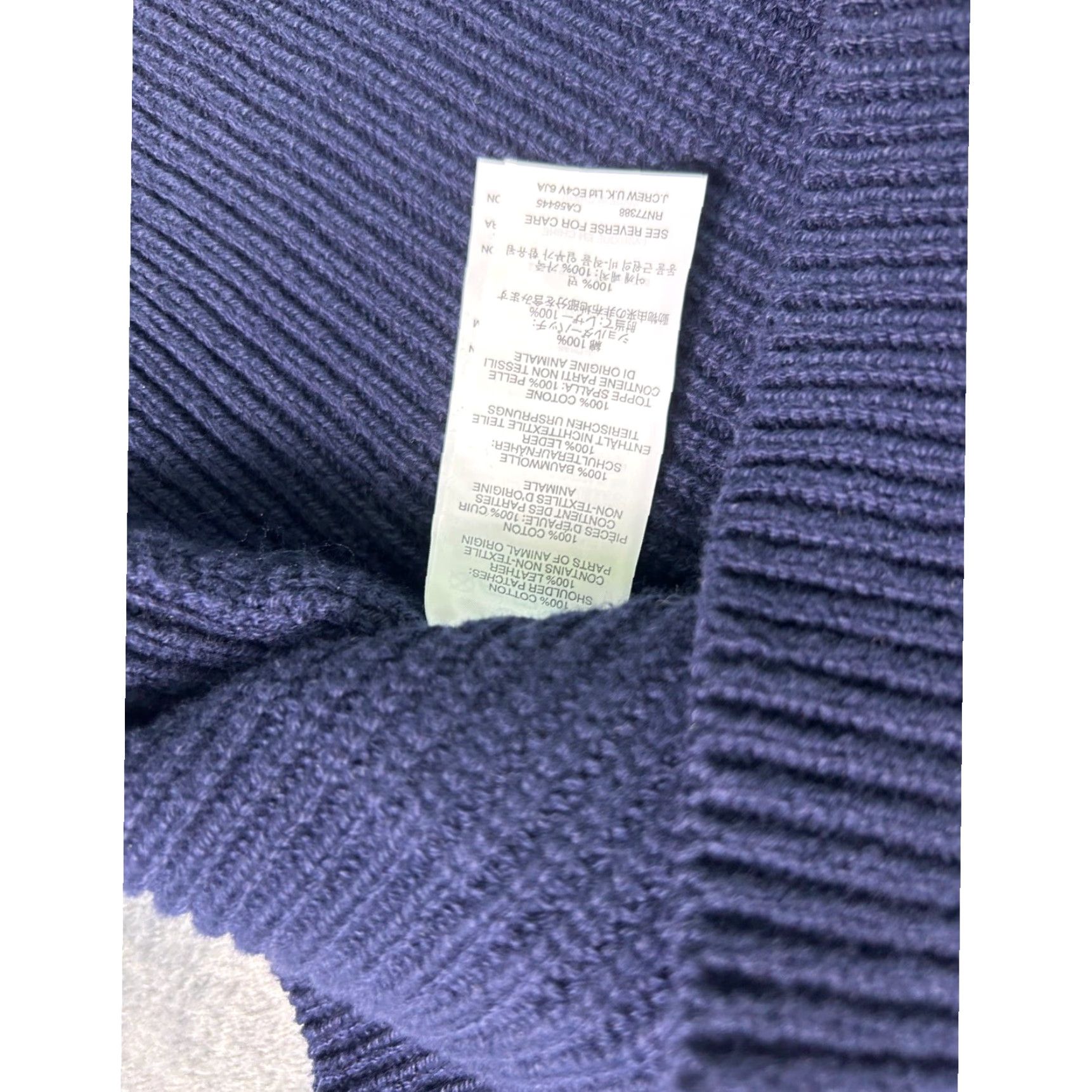 J.Crew J.Crew Sweater Navy Knit Crewneck XL with Suede Shoulder Patches - Men's Crew Neck Pullover, Classic, Long Sleeve, 100% Cotton Size US XL / EU 56 / 4 - 3 Thumbnail