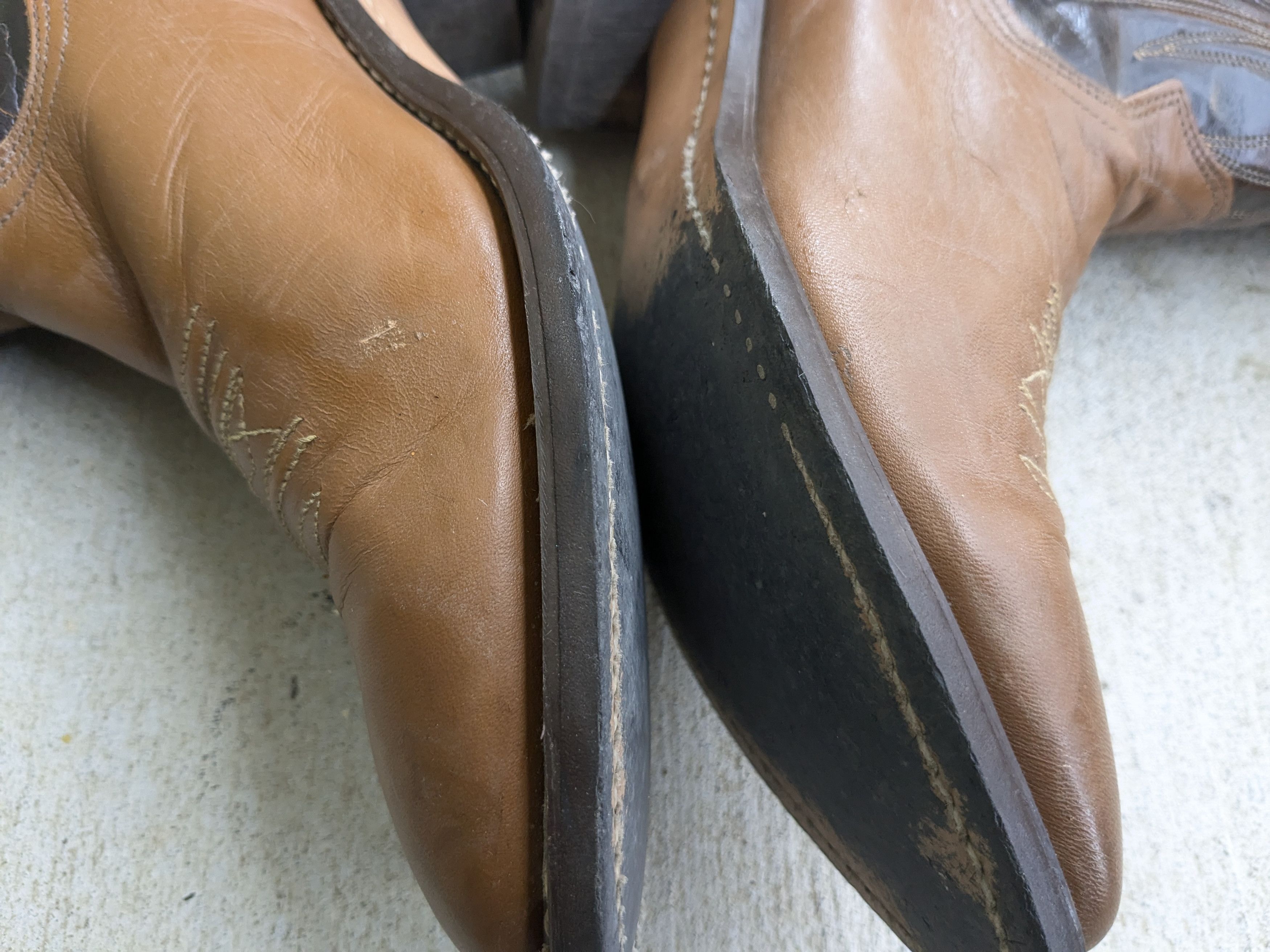 Genuine Leather Texas Cowboy Boots Brown Tan 9.5 D Leather Tan Size US 9.5 / EU 42-43 - 10 Thumbnail