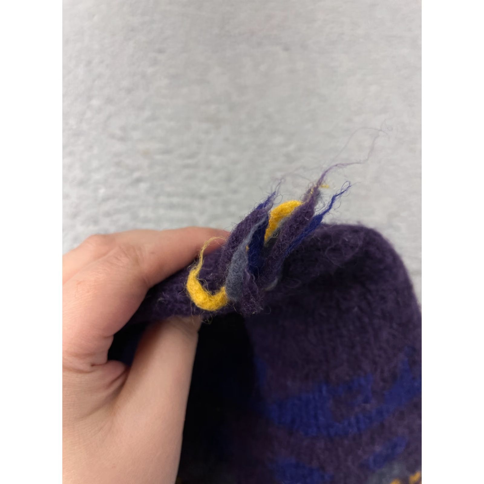 Vintage Bolivian Handknits Beanie Hat Adult One Size Purple Wool Ear Flap Waves Knit Ski Theme Logo Mens Size ONE SIZE - 4 Thumbnail