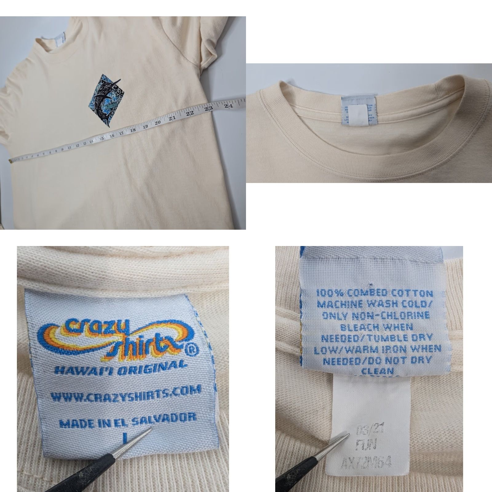 Vintage VINTAGE Crazy Shirts Marlin Fish Mens L Beige Coconut Dyed Tribal Hawaii Long Sleeve Tee Size US L / EU 52-54 / 3 - 8 Thumbnail
