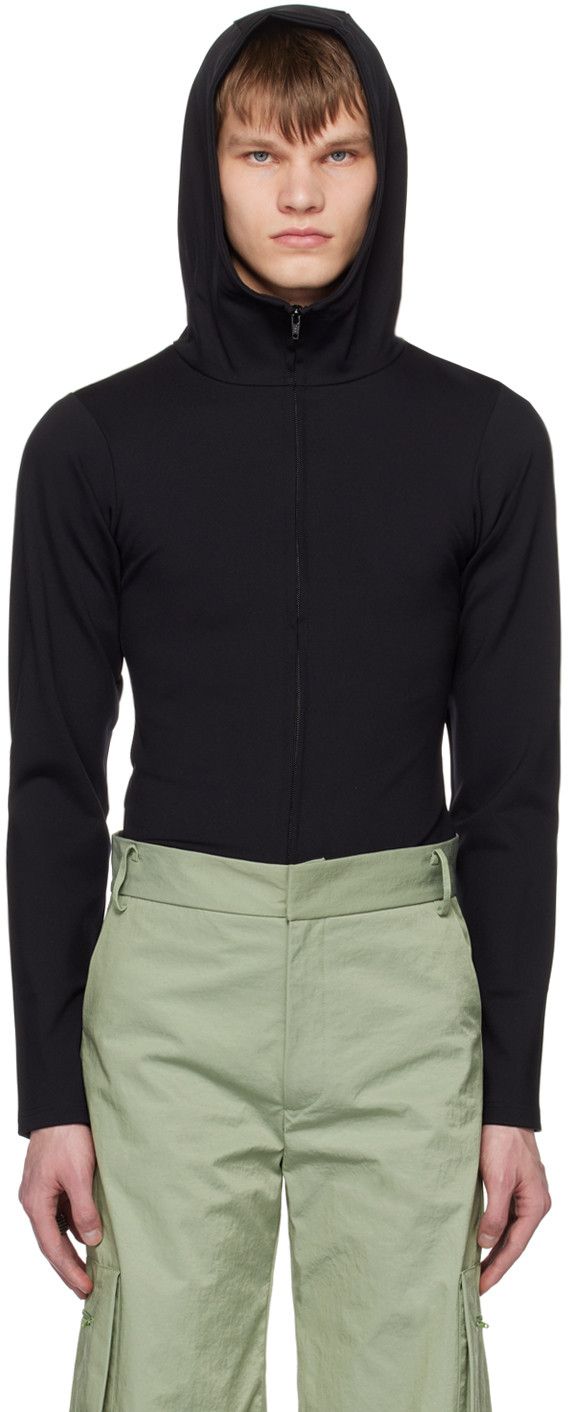 image of Aaron Esh Stretch Nylon Jersey Hoodie in Black, Men's (Size Large)