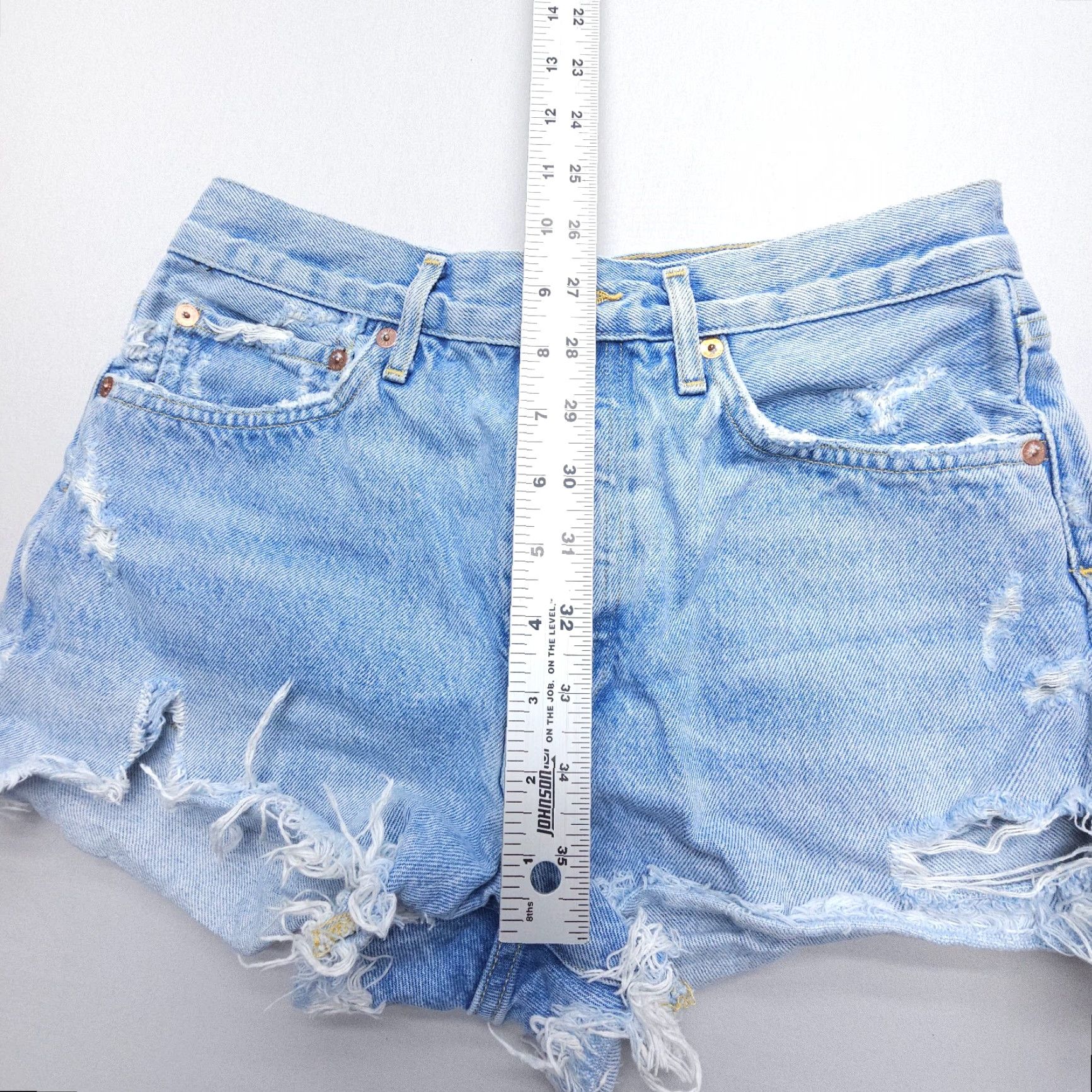 Agolde AGOLDE Parker Distressed Jean Shorts Womens 26 Blue Button Fly Rigid Denim Shirt? Size 26" / US 2 / IT 38 - 7 Thumbnail