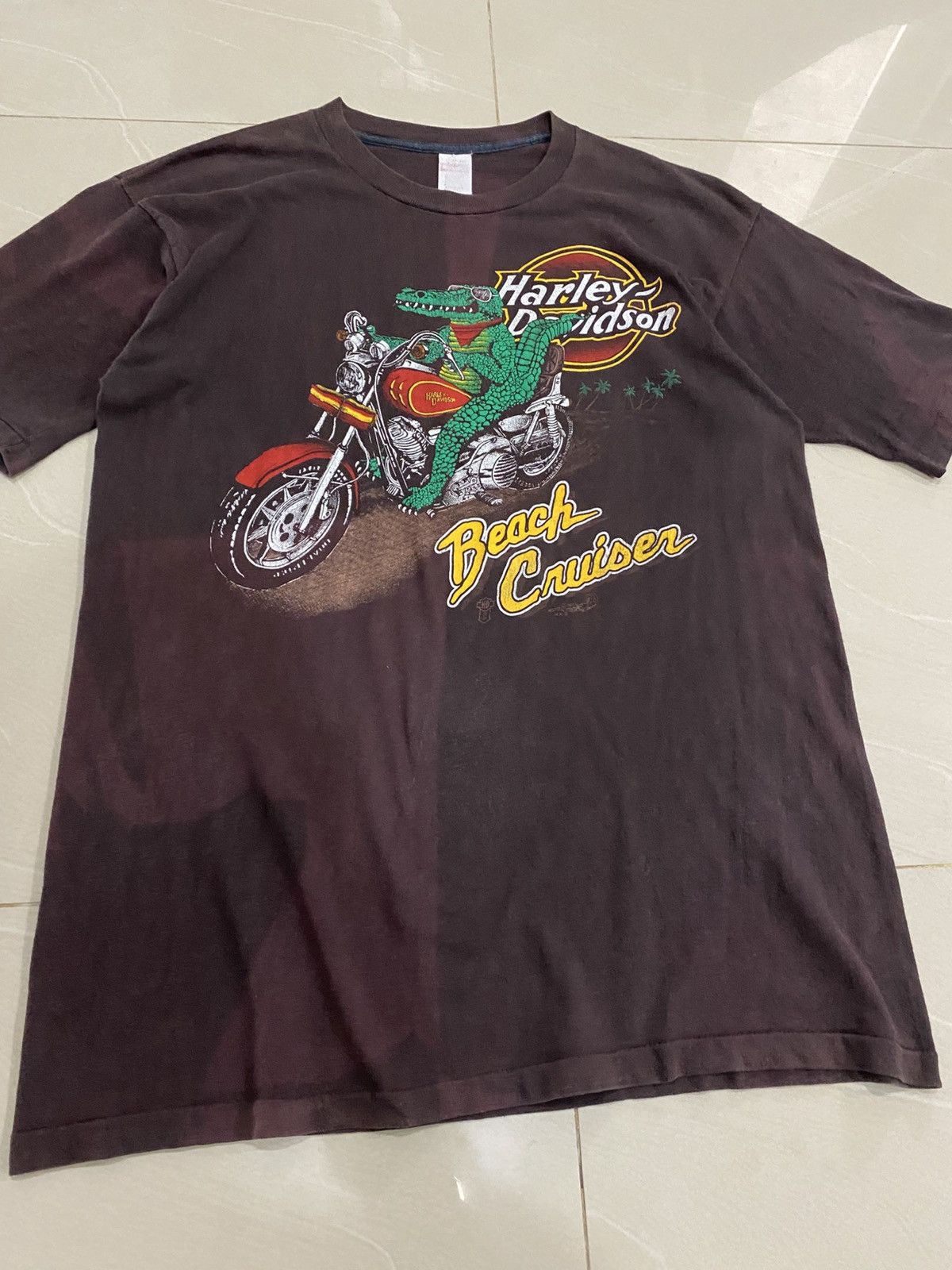 Vintage Rare 80s Harley Davidson Beach Cruiser Sun Faded Singlestitc Size US L / EU 52-54 / 3 - 2 Thumbnail