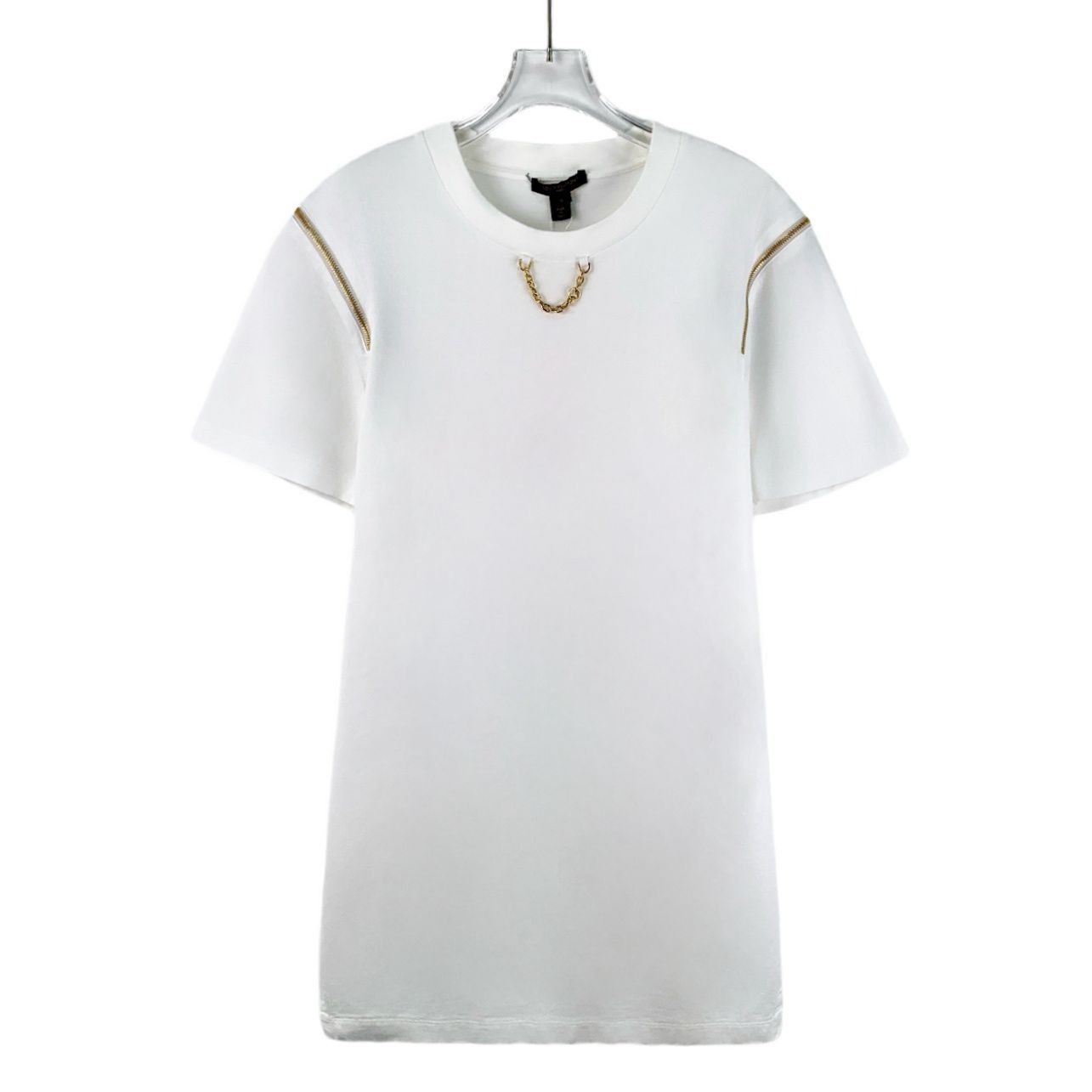 Louis Vuitton Louis Vuitton White Chain Cotton Round-Neck Short-Sleeved Dr Size S / US 4 / IT 40 - 1 Thumbnail
