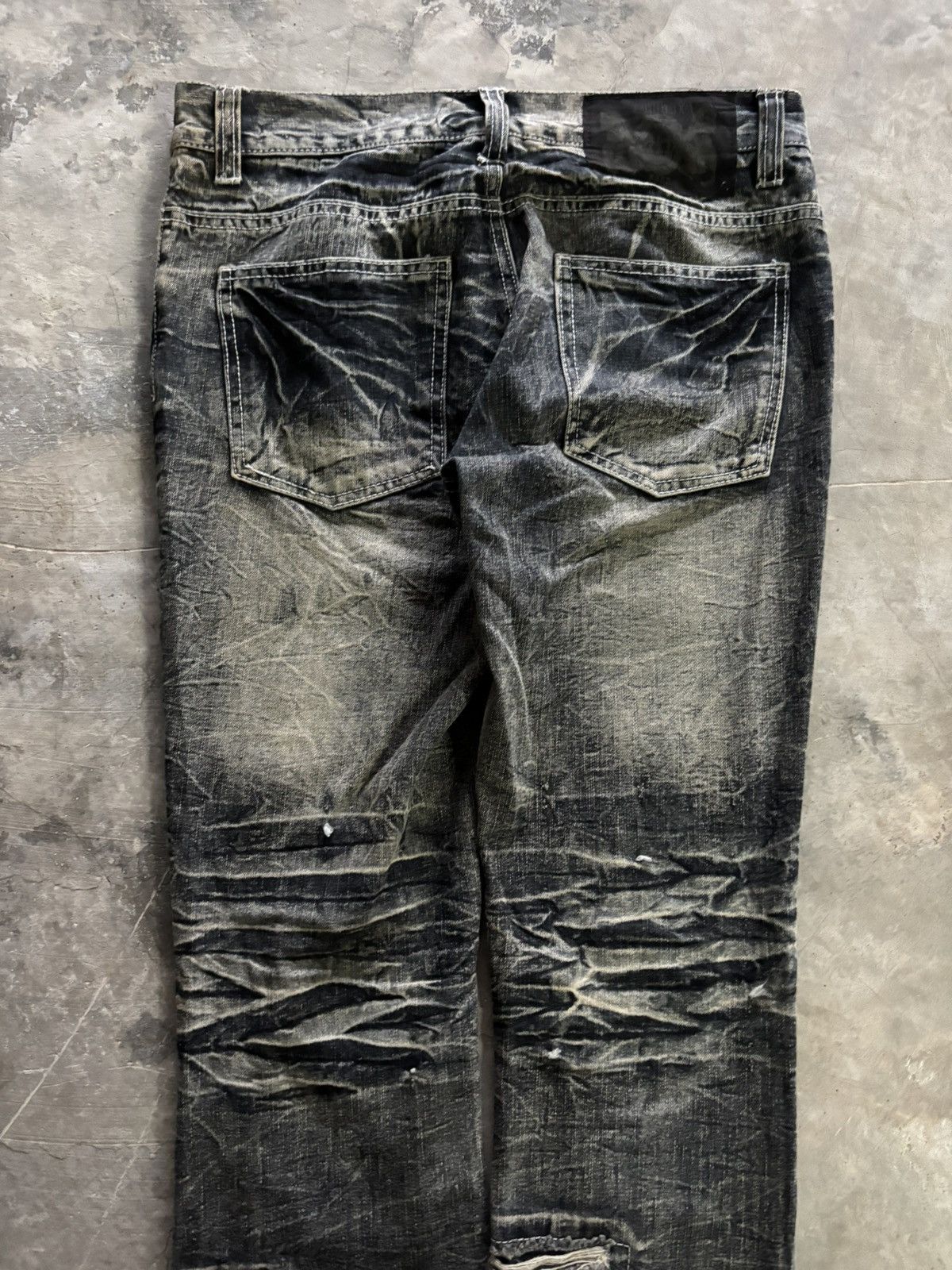 Hysteric Glamour DISTRESSED LOWBOX WHISKERED WASH JAPANESE DENIM SLIM GRUNGE Size US 31 - 14 Thumbnail