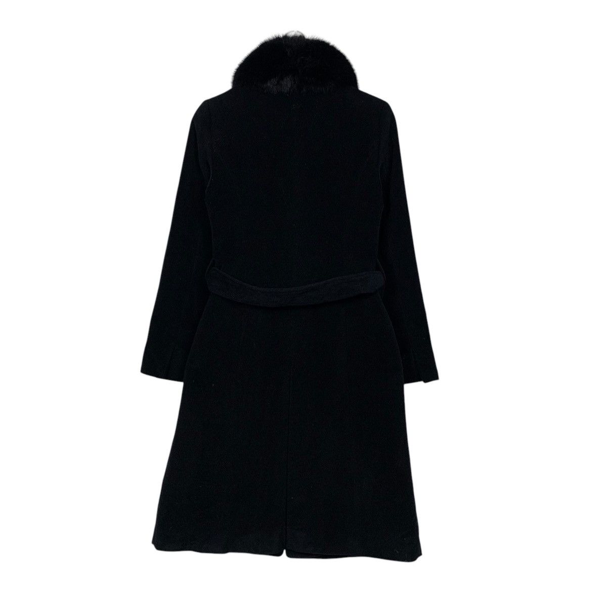 Japanese Brand KUMIKYOKU Neck Fur Pure New Wool Belted Long Coat #2114-C93 Size S / US 4 / IT 40 - 8 Thumbnail