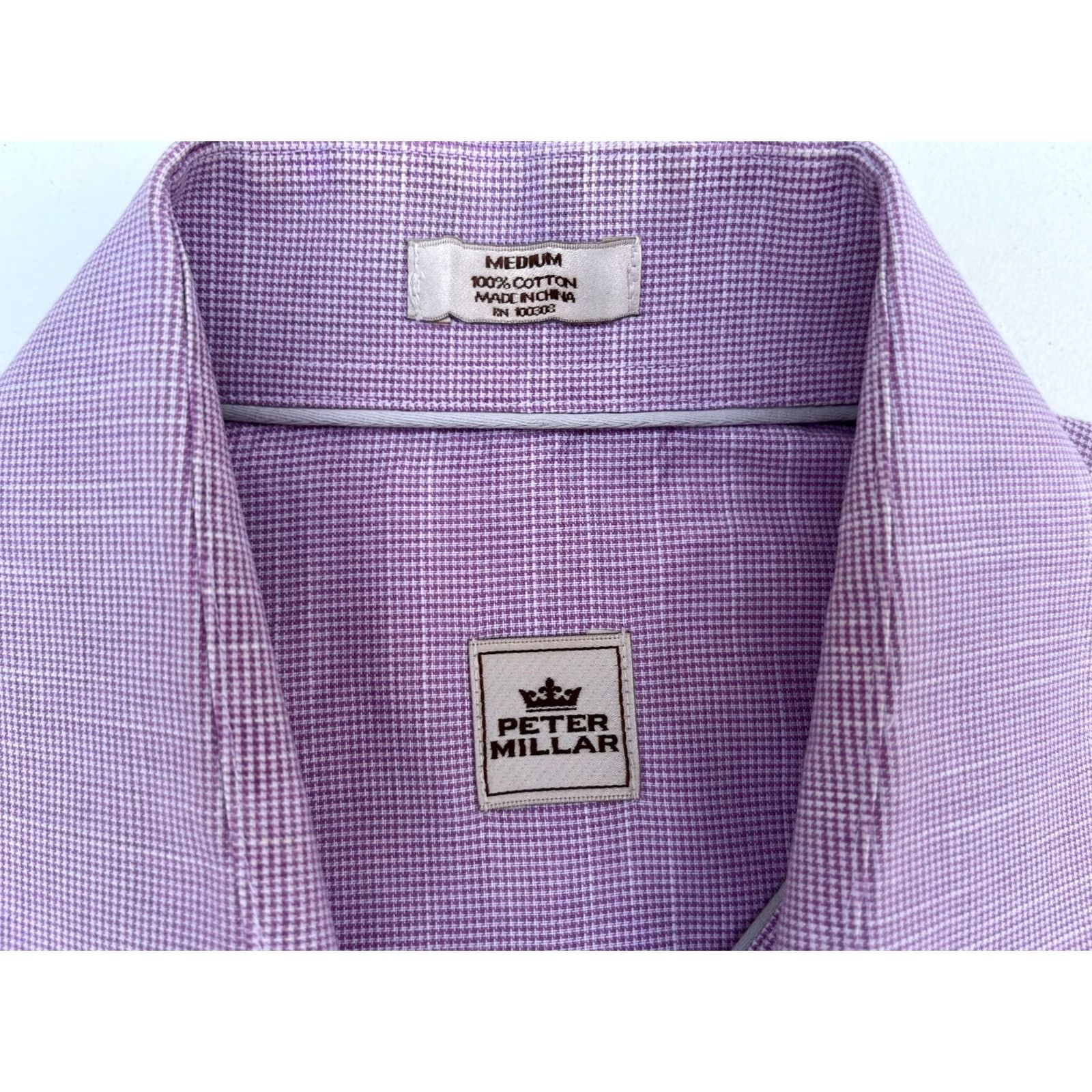 Peter Millar VINTAGE Peter Millar Button-Up Shirt Micro Check Mens Medium Purple Lilac Cotton Short Sleeve? Long Sleeve? Size US M / EU 48-50 / 2 - 4 Thumbnail