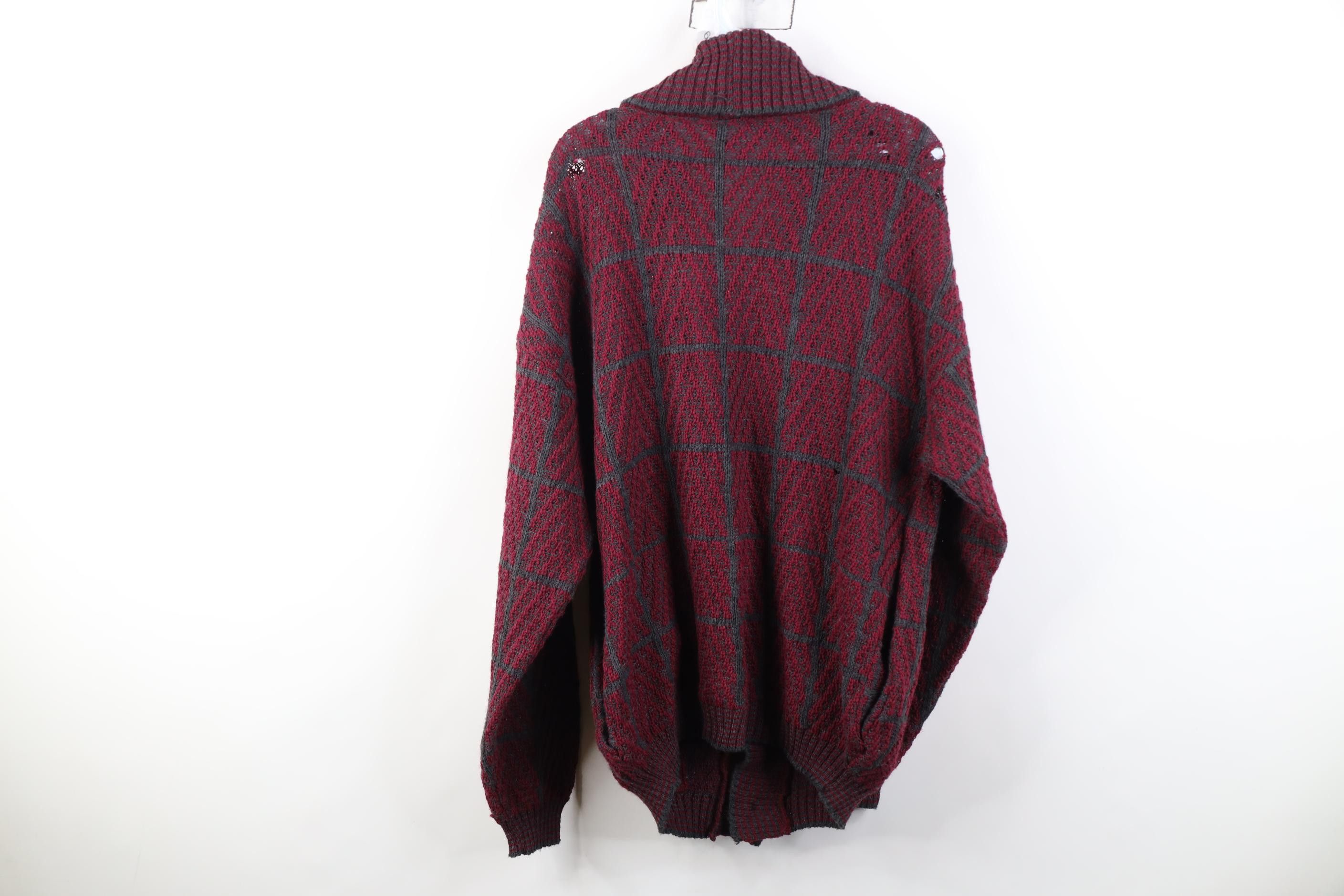 Vintage Vintage 90s Streetwear Checkered Shawl Cardigan Sweater Size US M / EU 48-50 / 2 - 13 Thumbnail