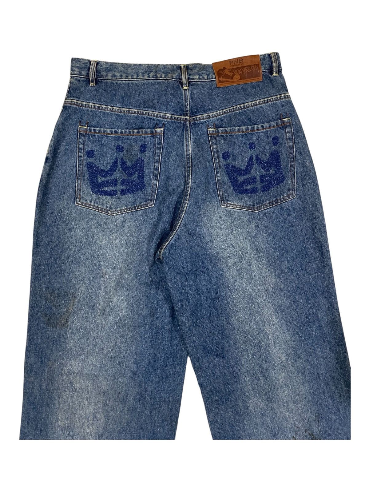 Eminem × Fubu × JNCO Y2K Eminem PNB Nation Embroidery Pockets Hip Hop Baggy Jeans Size US 34 / EU 50 - 3 Thumbnail