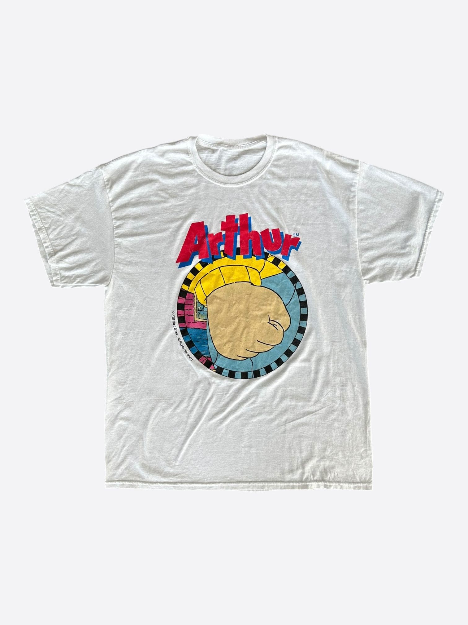 Vintage White Arthur Fist Cartoon T-Shirt
