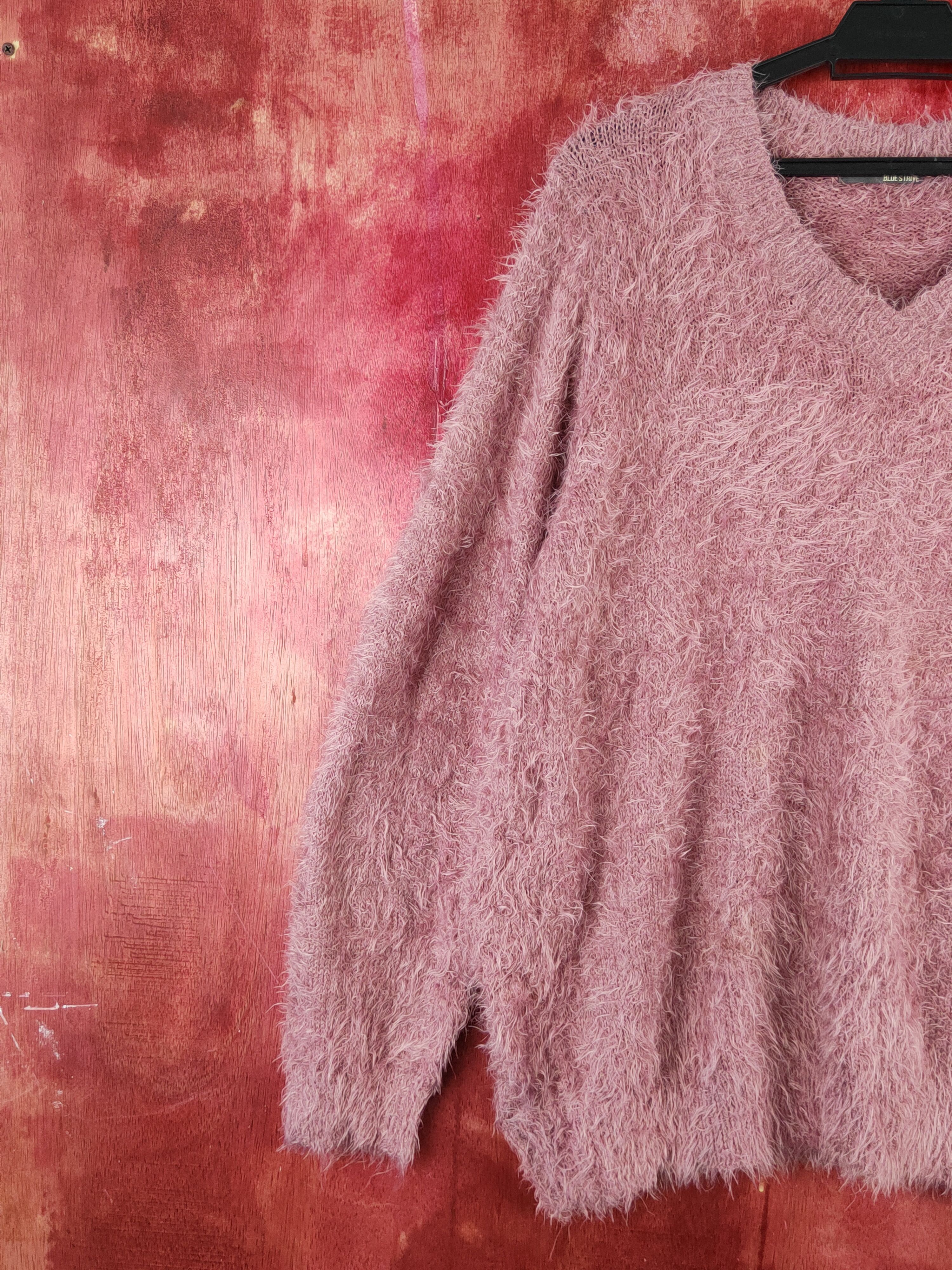 Aran Isles Knitwear DL Blue Strive Pink Shag Shaggy Fur Mohair Knitwear #S2030 Size L / US 10 / IT 46 - 3 Thumbnail