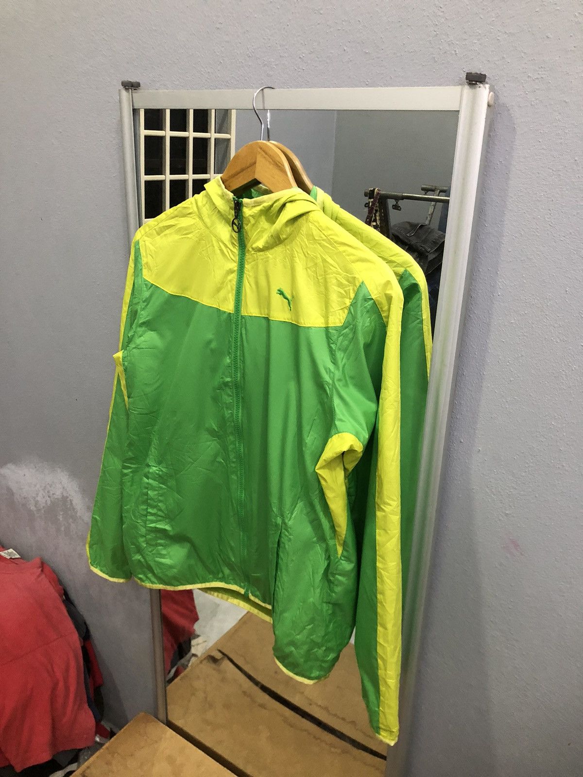 Puma Puma Neon Green / Yellow Windbreaker Jacket Size US S / EU 44-46 / 1 - 2 Thumbnail